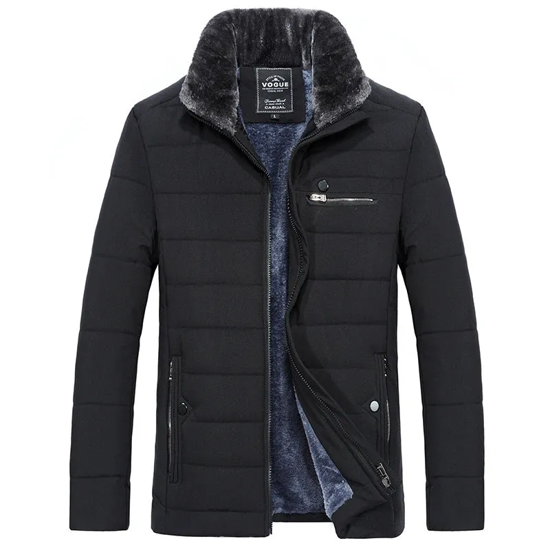 Tommy™ dikke katoenen fluwelen kraag zwart met rits parka winterjas