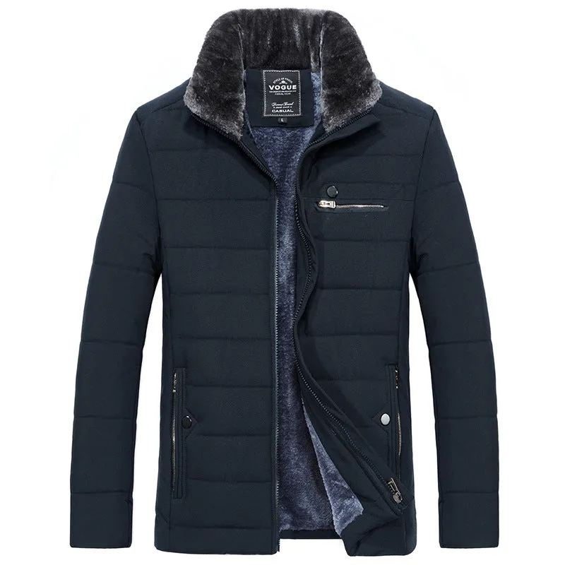 Tommy™ dikke katoenen fluwelen kraag zwart met rits parka winterjas