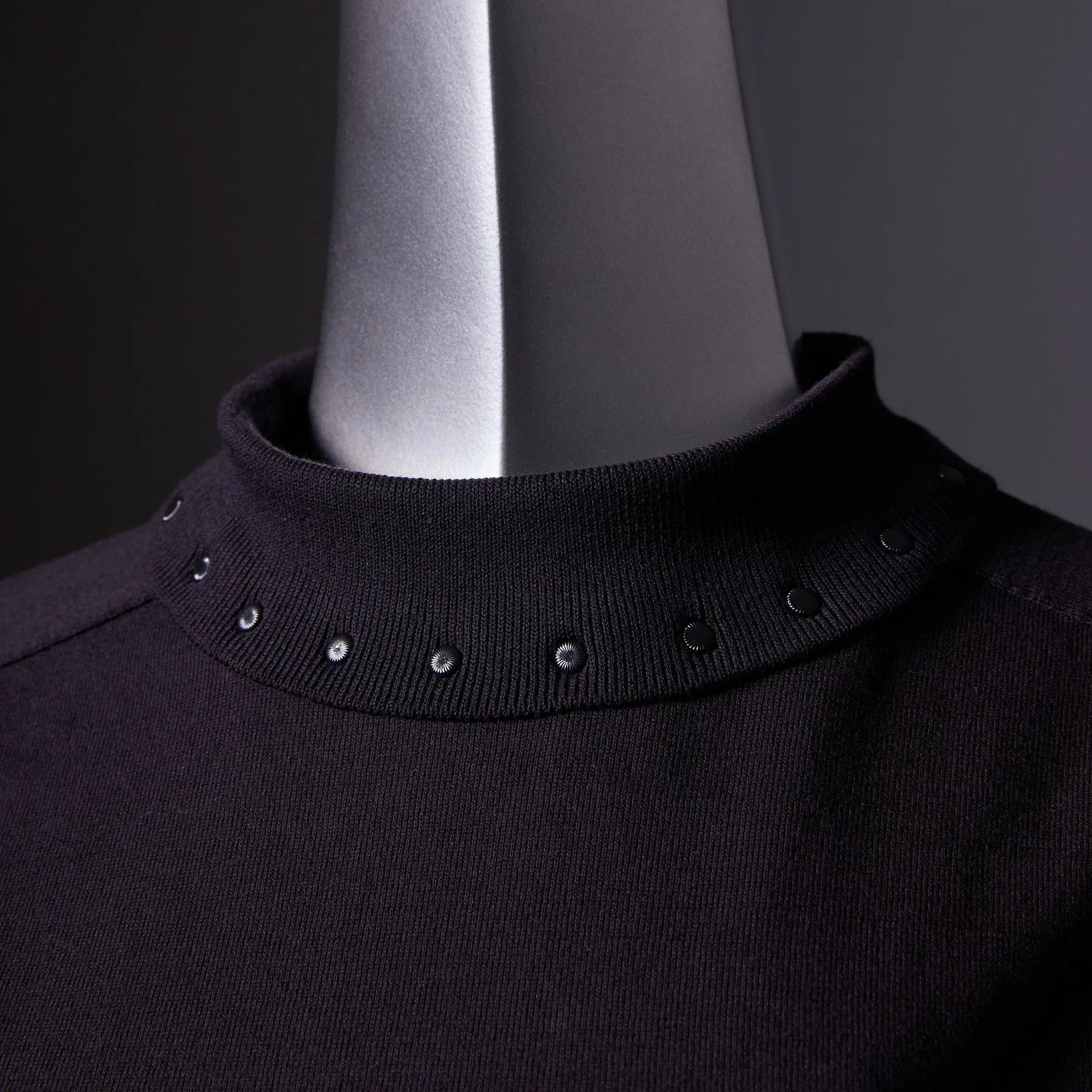 TYPE-1 Knit Organic Cotton High Neck Collar Part (Black)