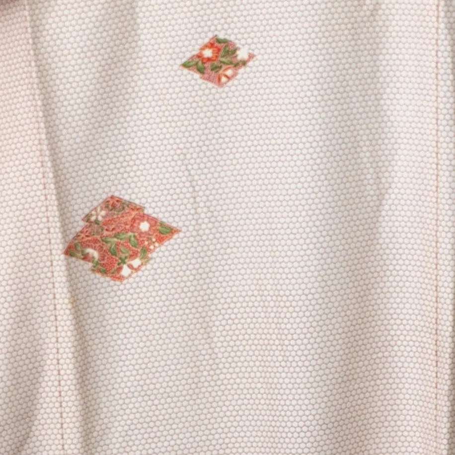Unused Silk Kimono - Tiny Hexagons and Boxed Flower Designs - Vintage 1990s Retro