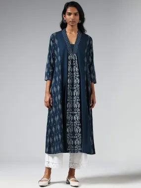 Utsa Indigo Ikat Printed Kurta