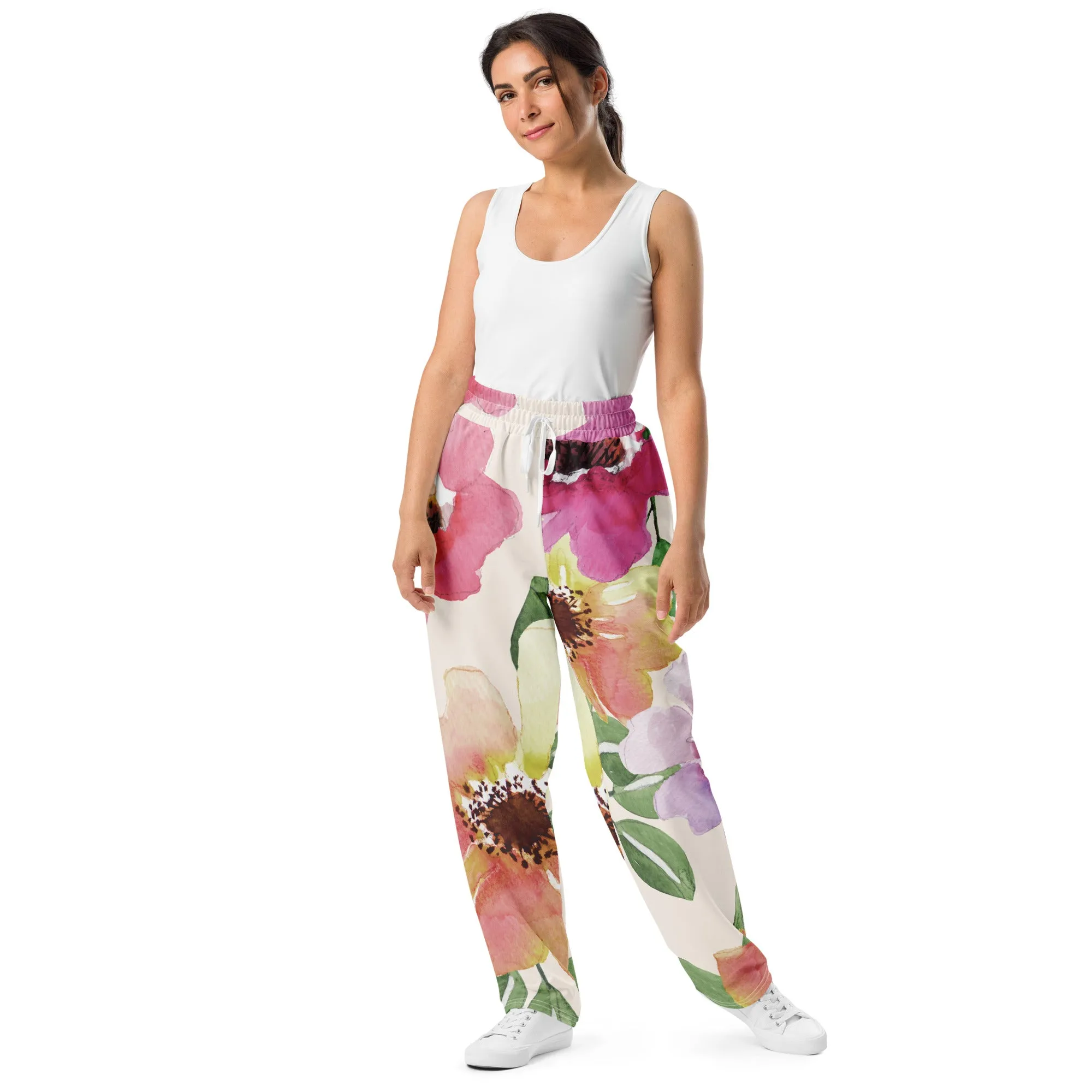 Valentines Day Wide Leg Joggers - Flower (Glamourange Valentine Day Gifts Wide Leg Joggers - Design 008)