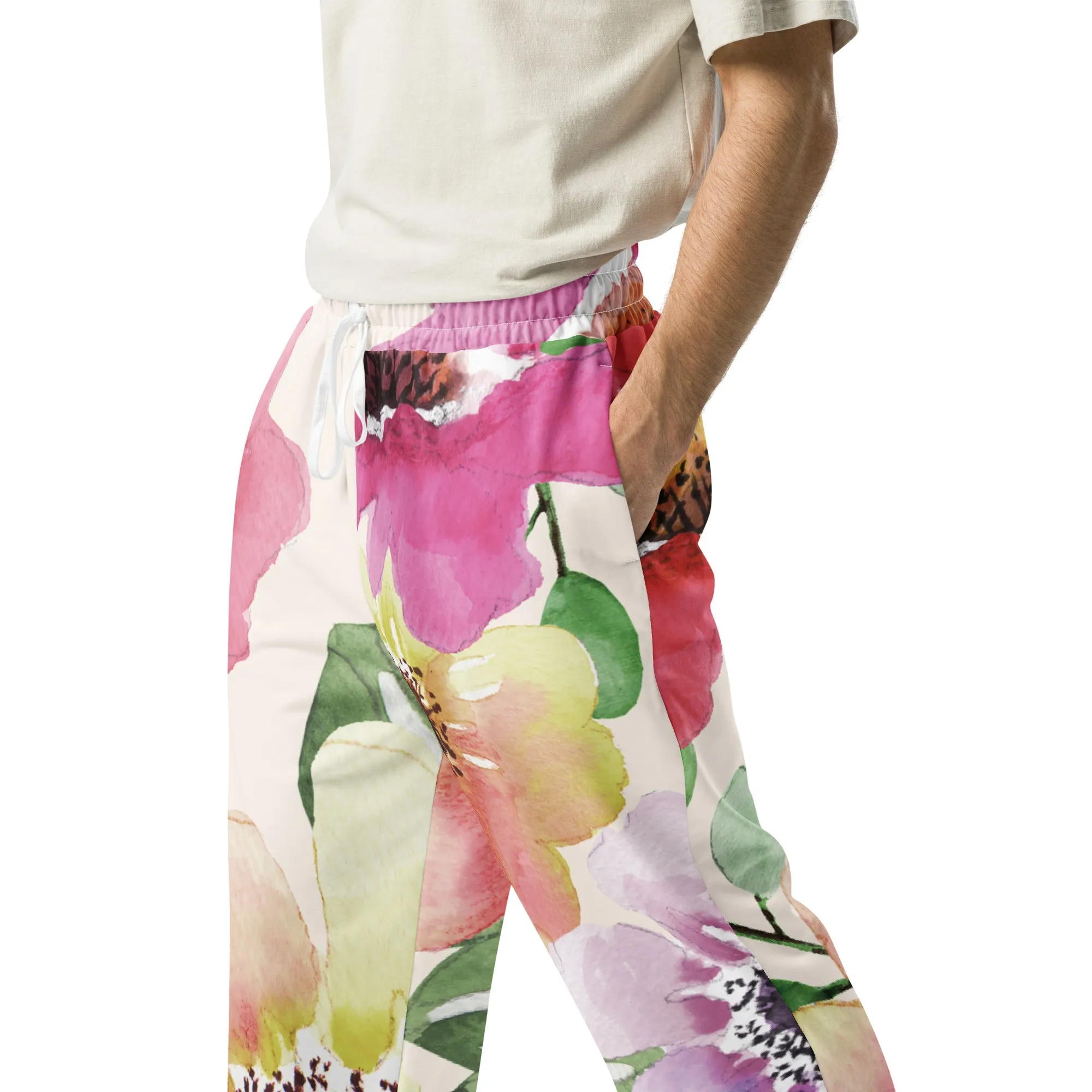 Valentines Day Wide Leg Joggers - Flower (Glamourange Valentine Day Gifts Wide Leg Joggers - Design 008)
