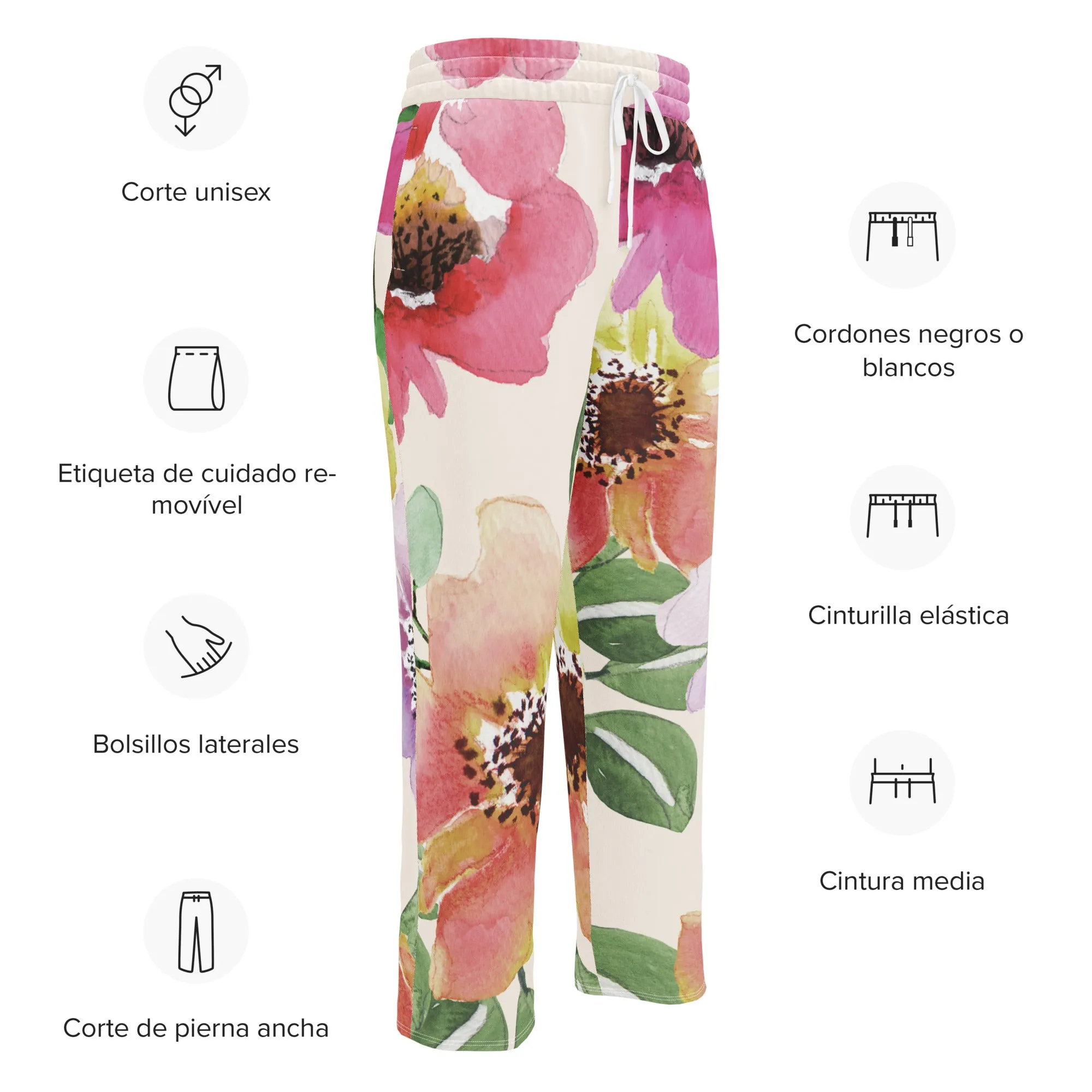Valentines Day Wide Leg Joggers - Flower (Glamourange Valentine Day Gifts Wide Leg Joggers - Design 008)