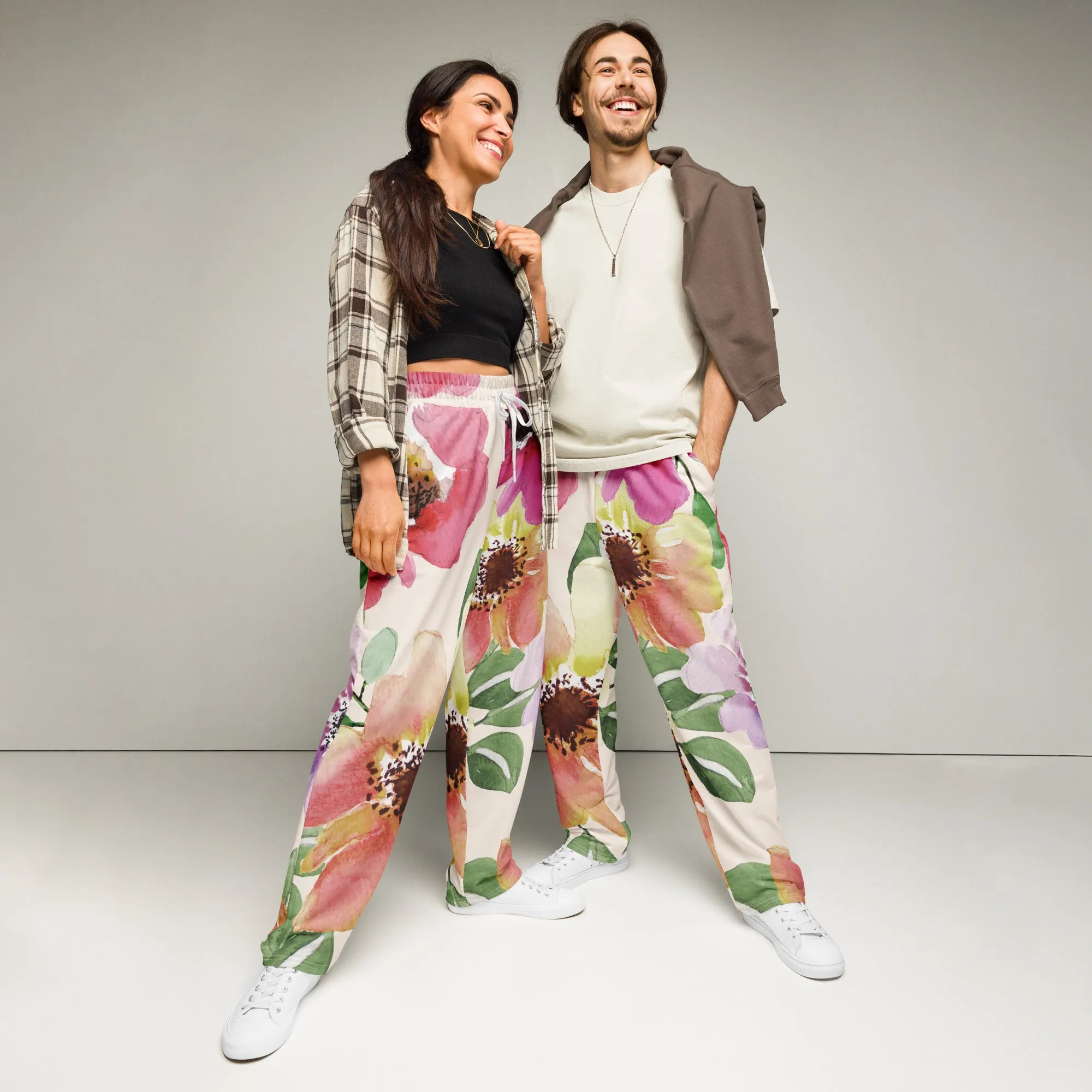 Valentines Day Wide Leg Joggers - Flower (Glamourange Valentine Day Gifts Wide Leg Joggers - Design 008)