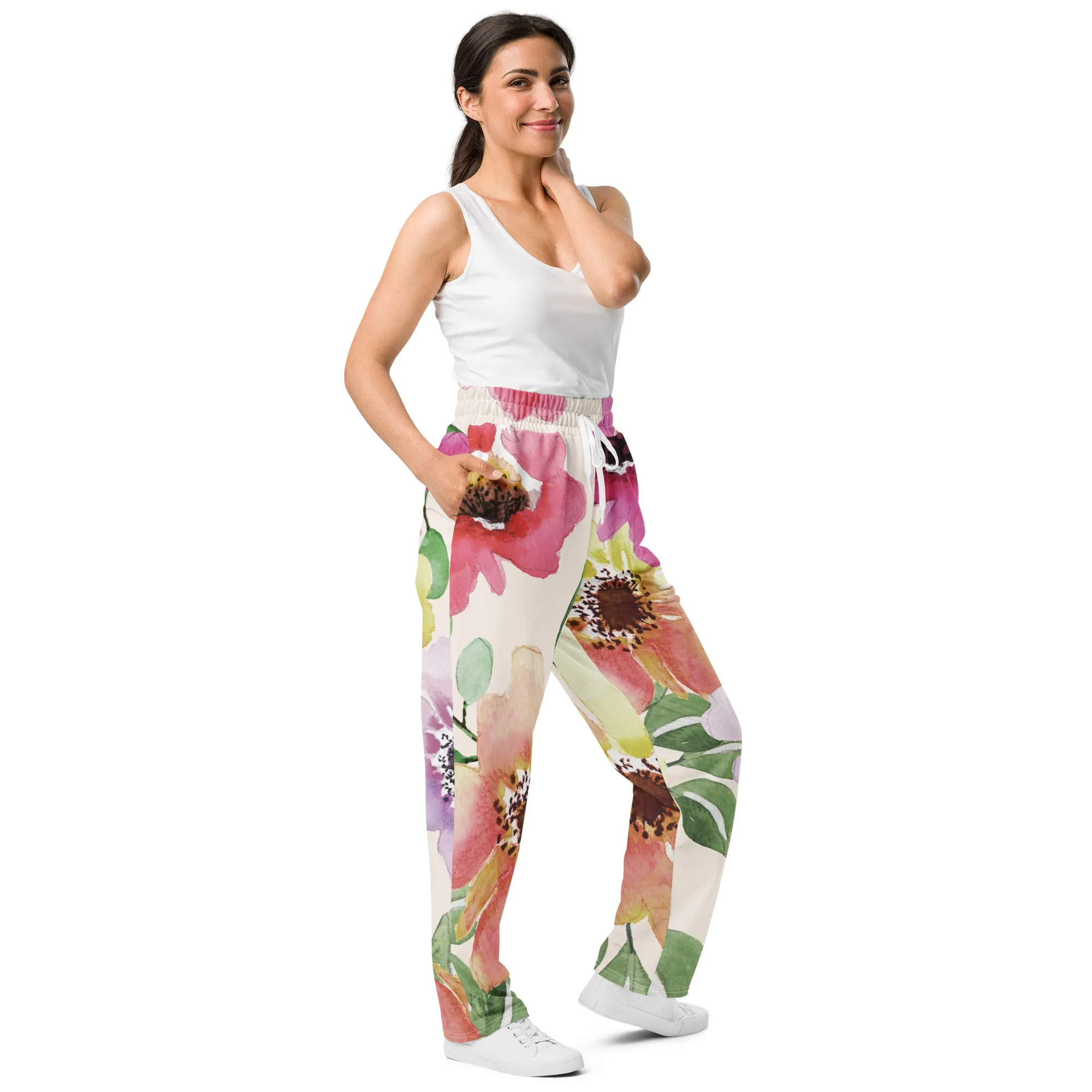Valentines Day Wide Leg Joggers - Flower (Glamourange Valentine Day Gifts Wide Leg Joggers - Design 008)