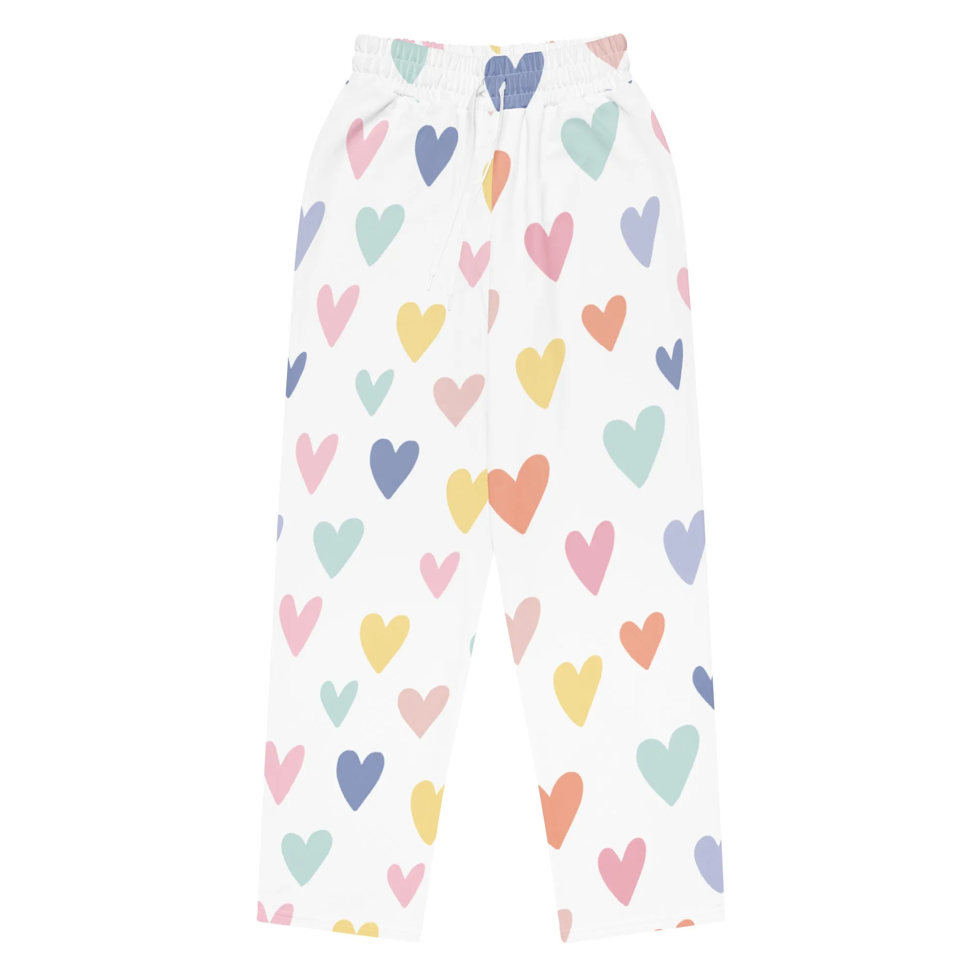Valentines Day Wide Leg Joggers - Love Hearts (Glamourange Valentine Day Gifts Wide Leg Joggers - Design 0010)