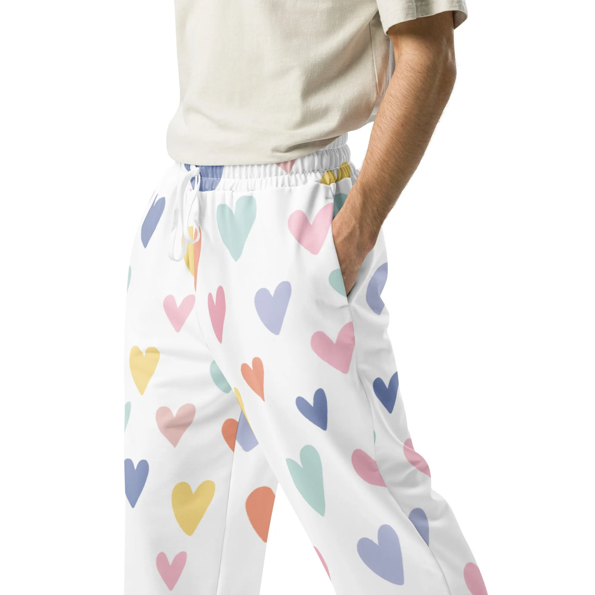 Valentines Day Wide Leg Joggers - Love Hearts (Glamourange Valentine Day Gifts Wide Leg Joggers - Design 0010)