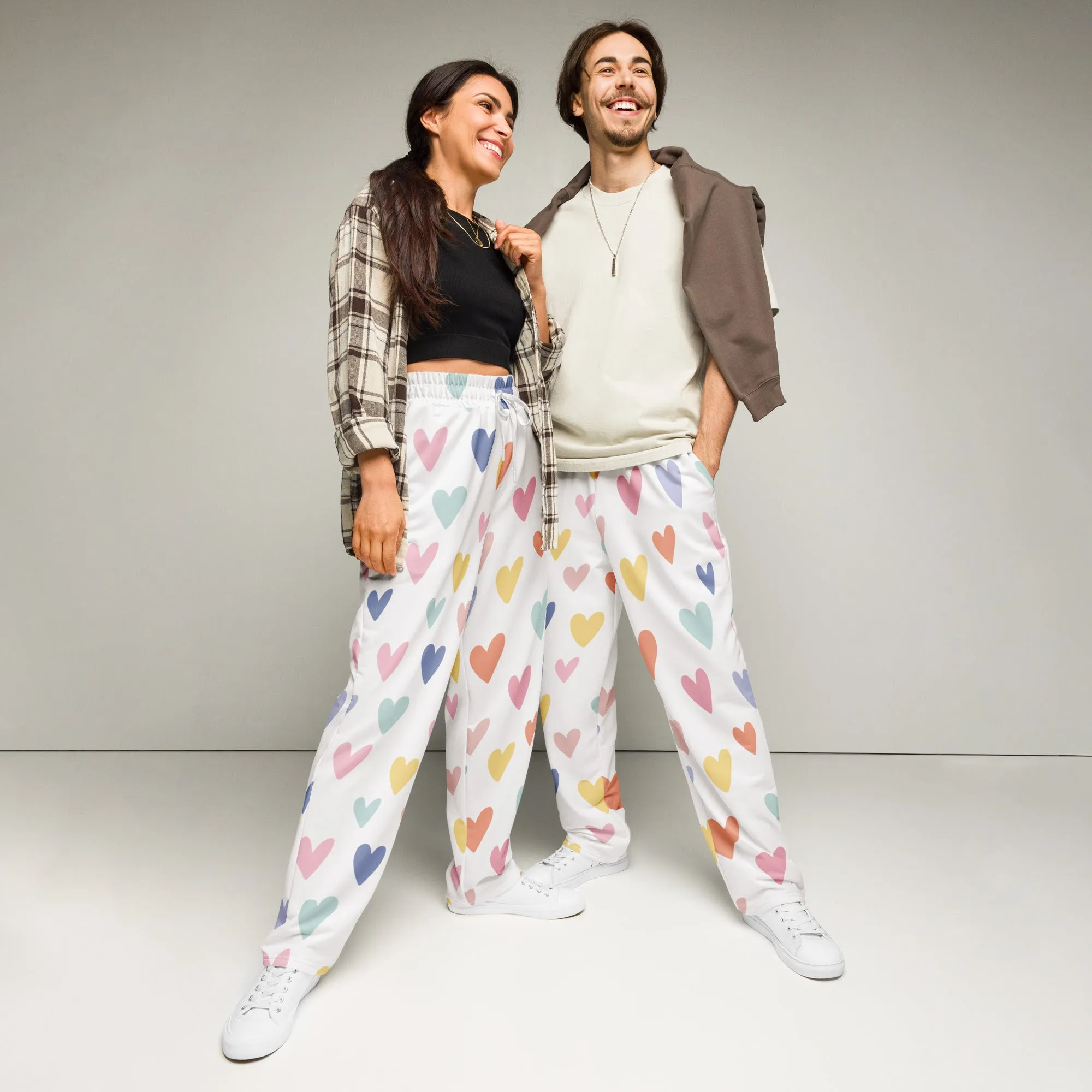 Valentines Day Wide Leg Joggers - Love Hearts (Glamourange Valentine Day Gifts Wide Leg Joggers - Design 0010)