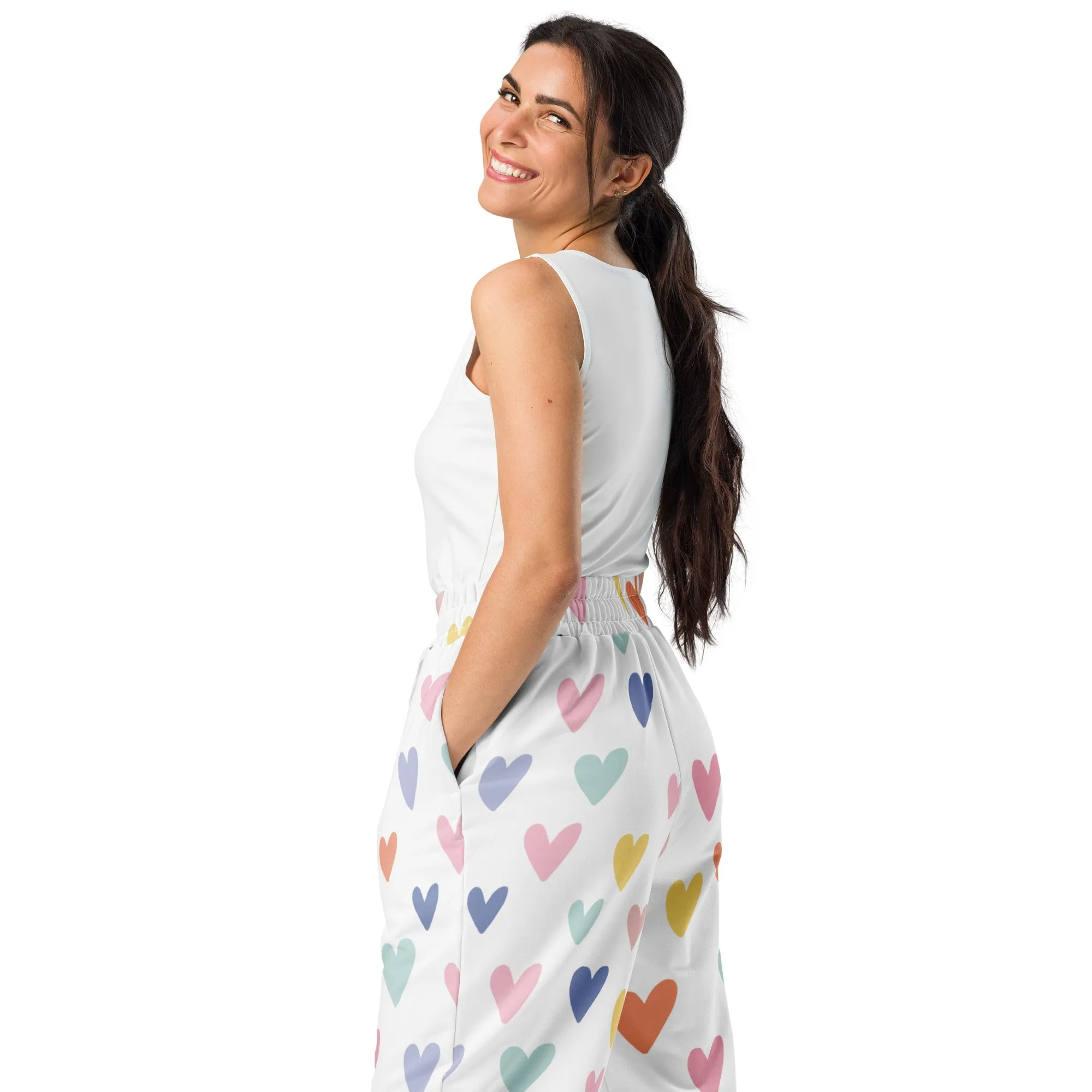 Valentines Day Wide Leg Joggers - Love Hearts (Glamourange Valentine Day Gifts Wide Leg Joggers - Design 0010)