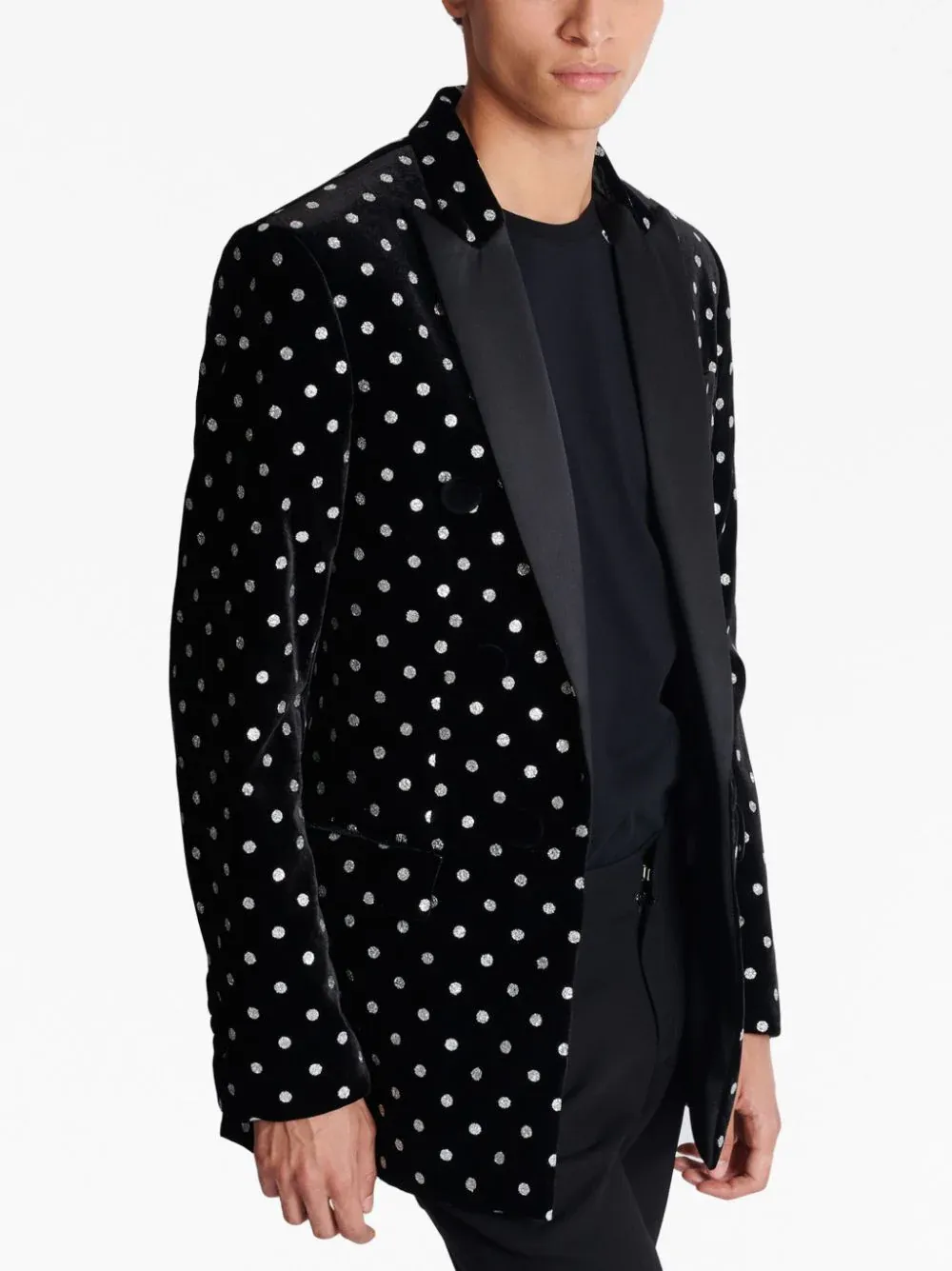 Velvet Polka Dots 6 Button Jacket