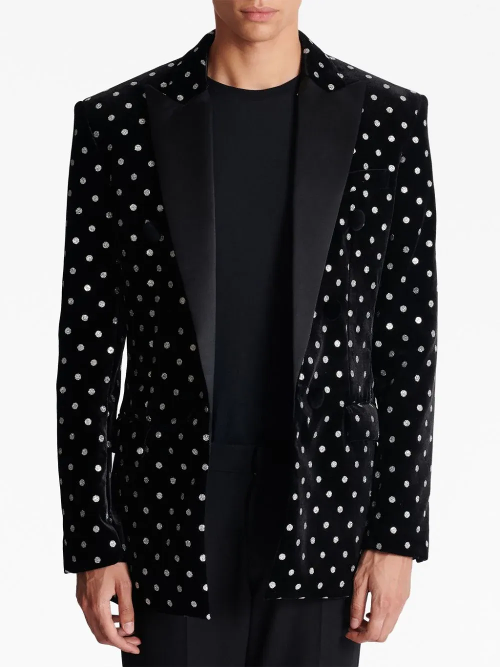 Velvet Polka Dots 6 Button Jacket