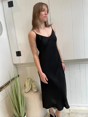 Velvet - Poppy - Satin Viscose Slip Dress in Black