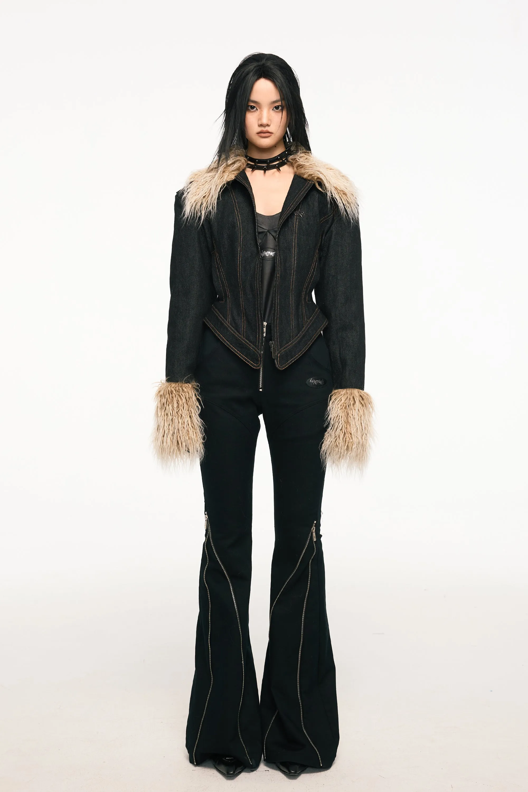 VICE CITY denim fur jacket