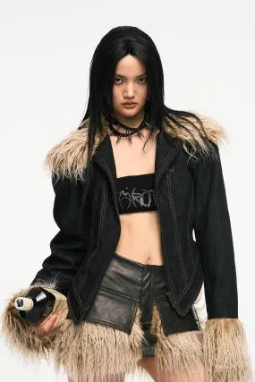 VICE CITY denim fur jacket