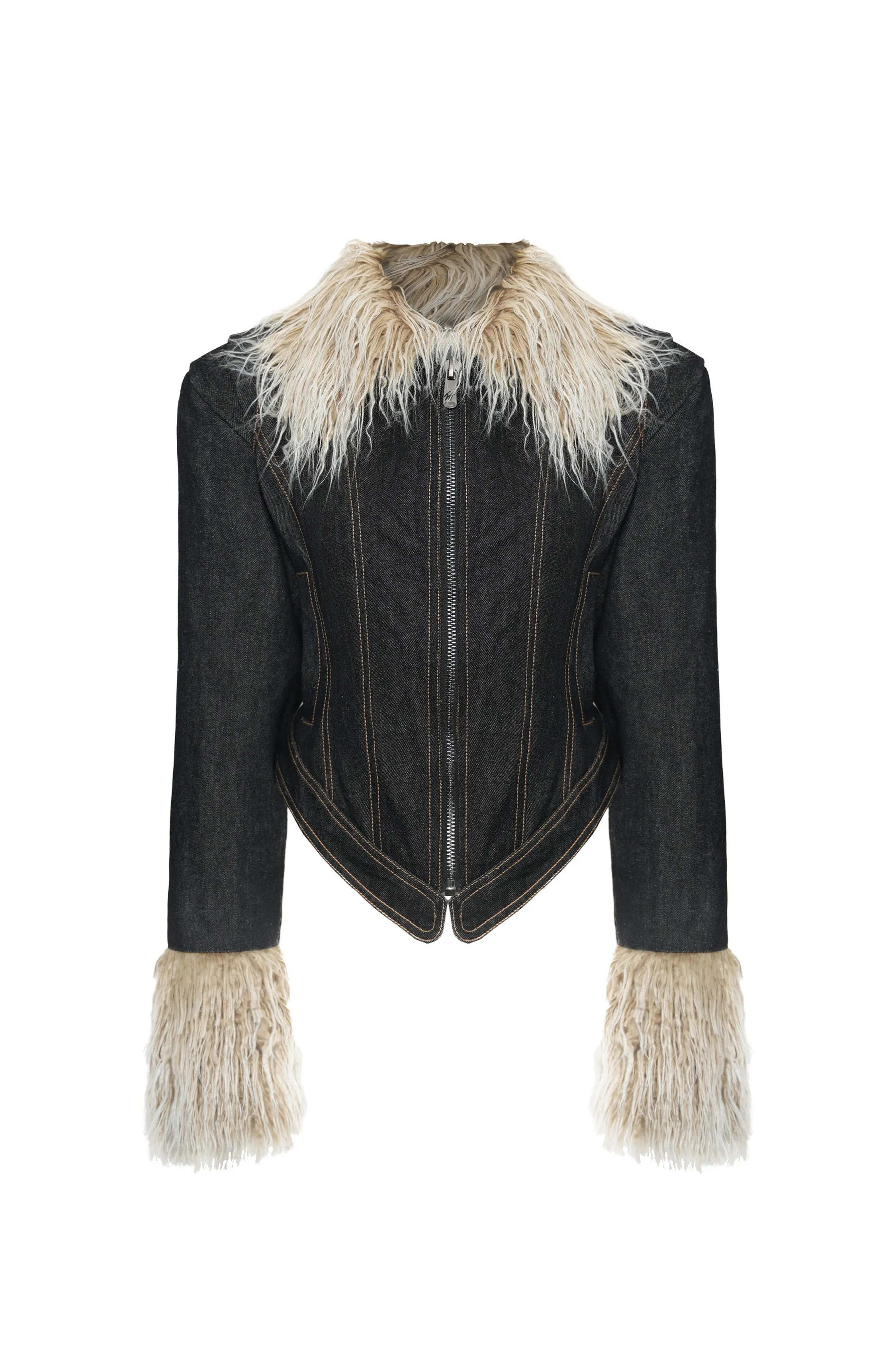 VICE CITY denim fur jacket