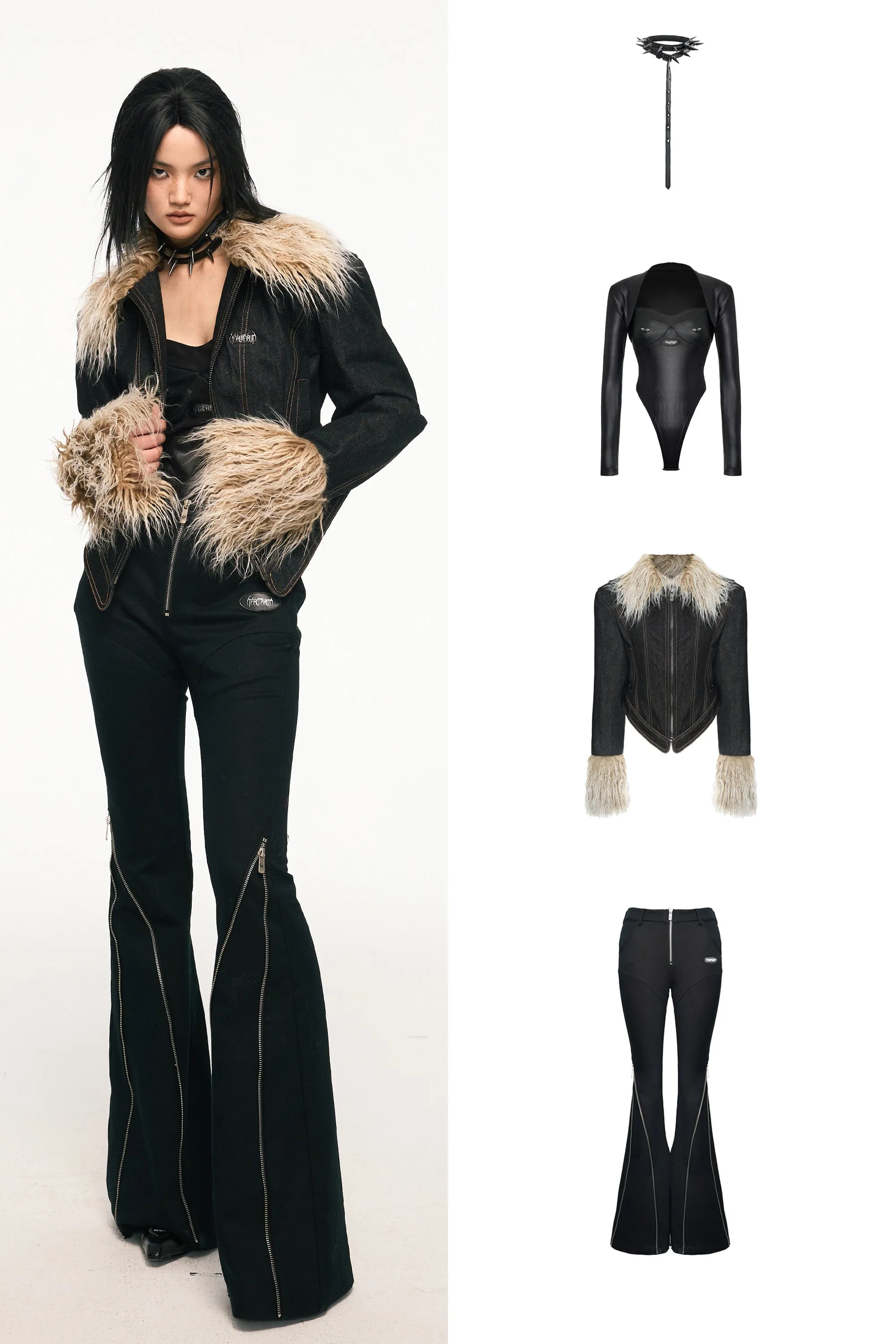 VICE CITY denim fur jacket