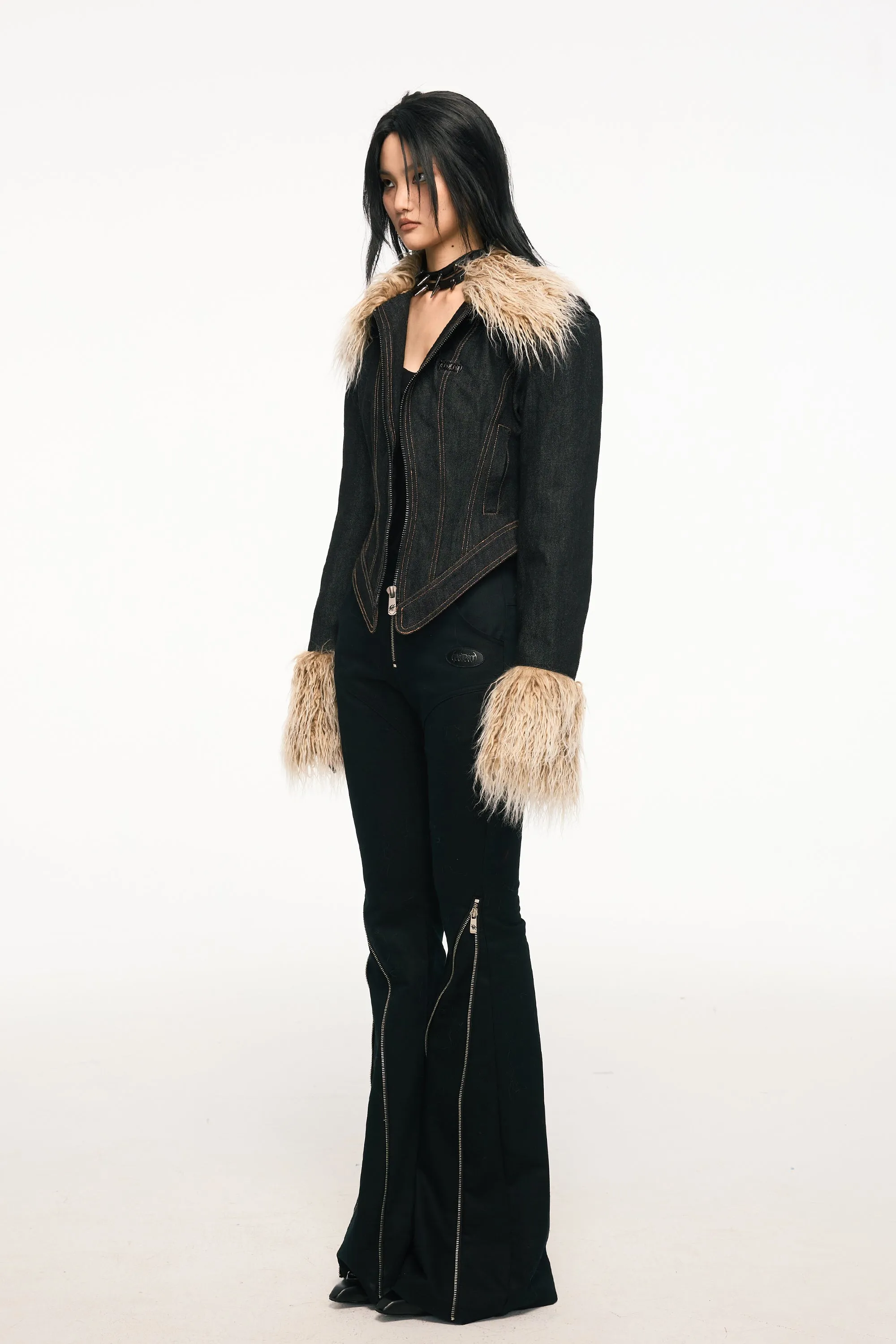 VICE CITY denim fur jacket