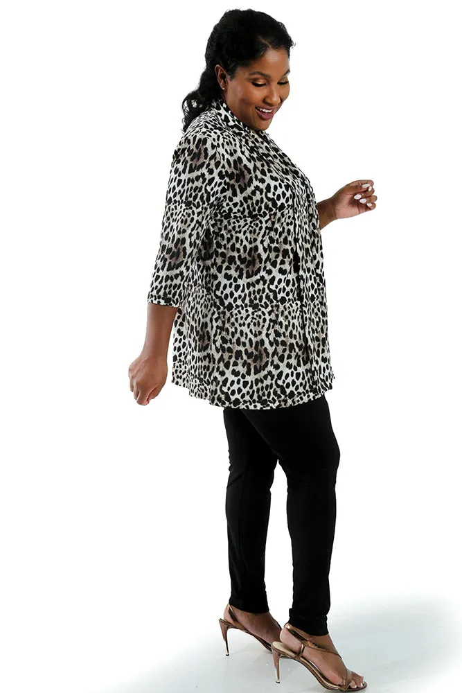 Vikki Vi Jersey Animal 3/4 Sleeve Kimono Jacket