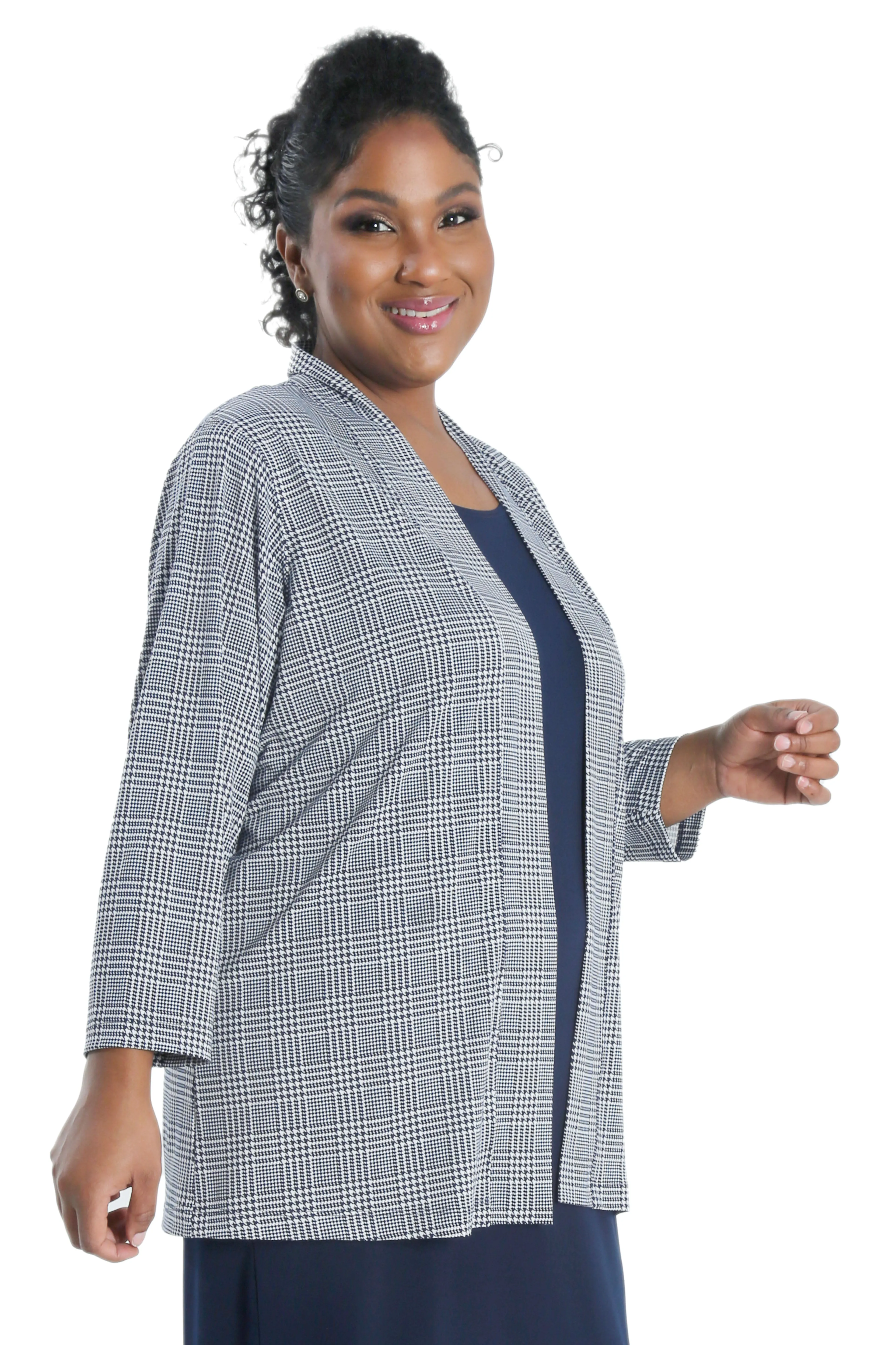 Vikki Vi Navy Plaid Kimono Jacket