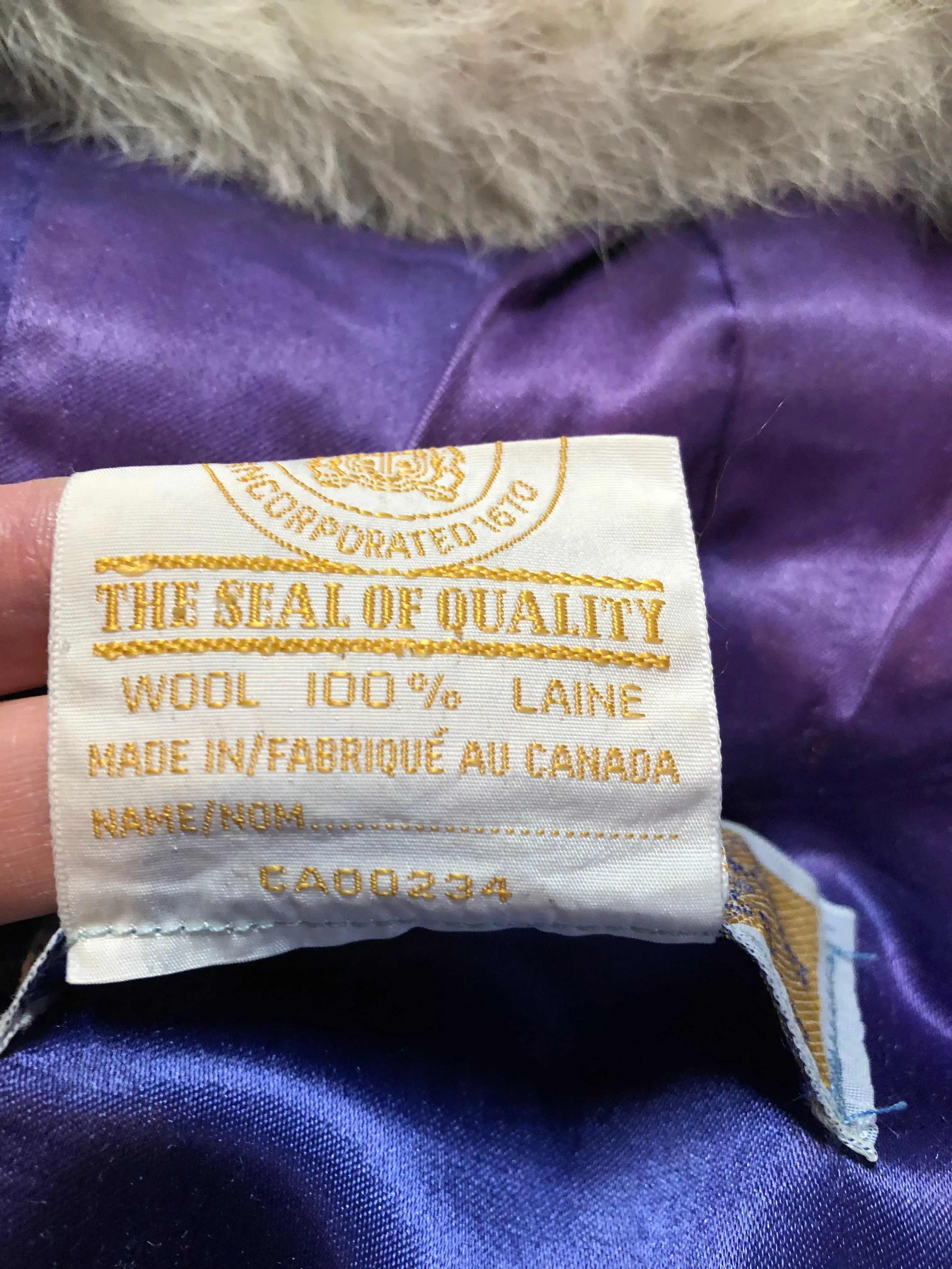 Vintage Hudson's Bay Company Blue Northern Parka with Northern Drum Motif, Made in Canada, Chest 38"