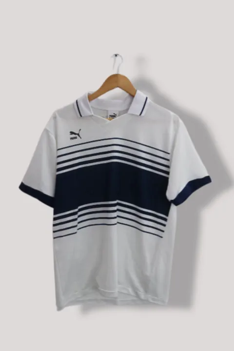 Vintage Puma Golf White stripe regular fit mens polo shirt M