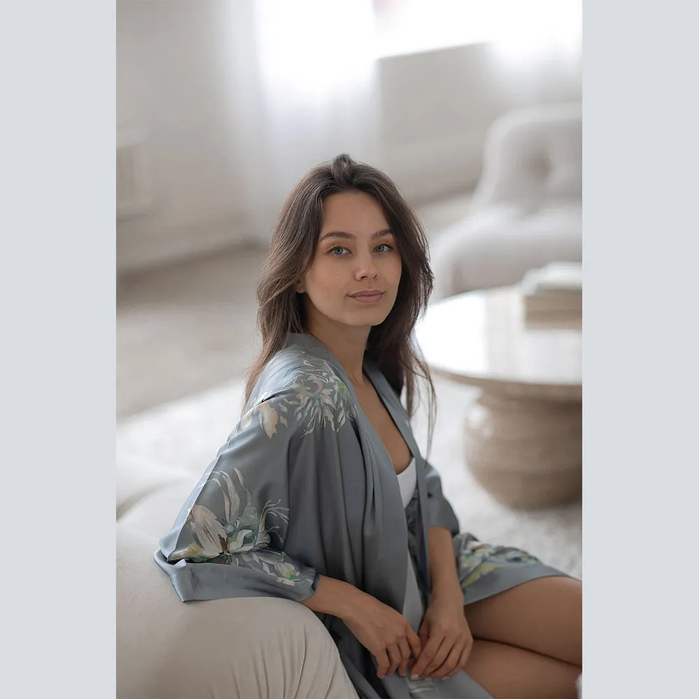Washable Silk Yuri Long Kimono Robe