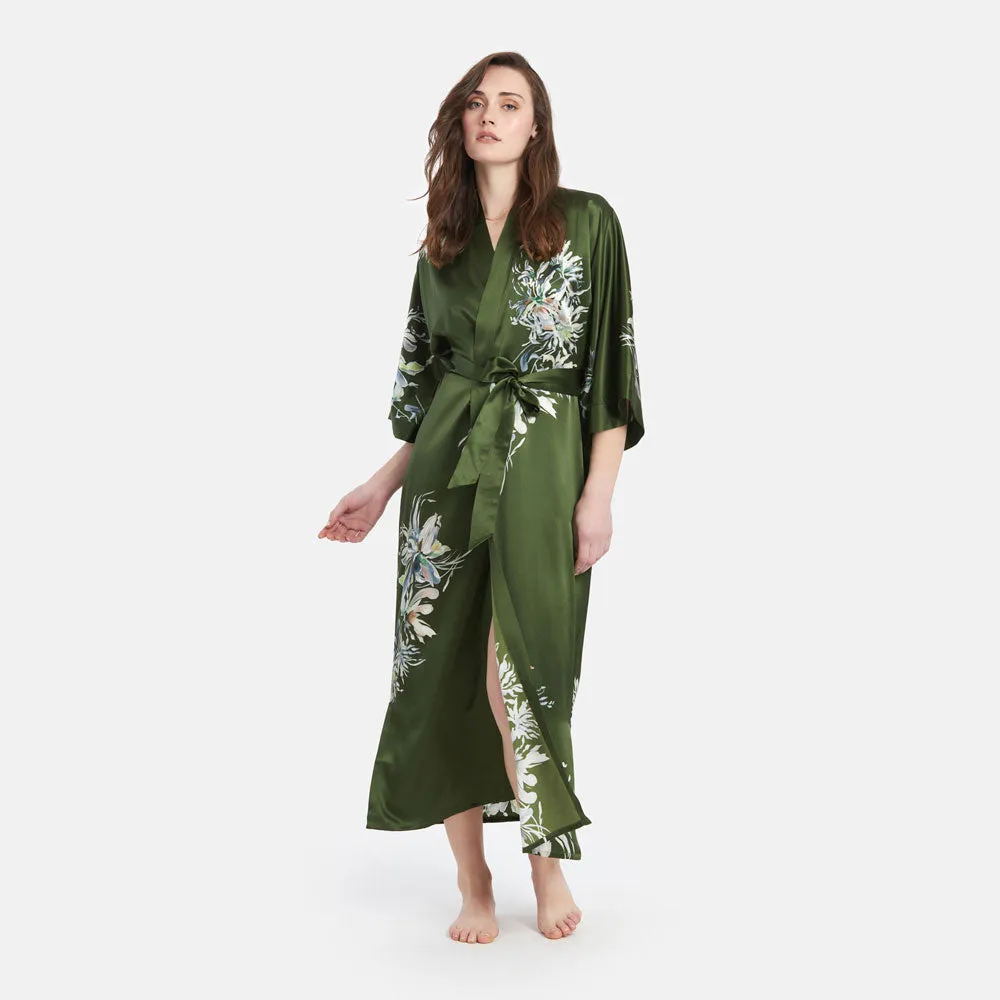 Washable Silk Yuri Long Kimono Robe