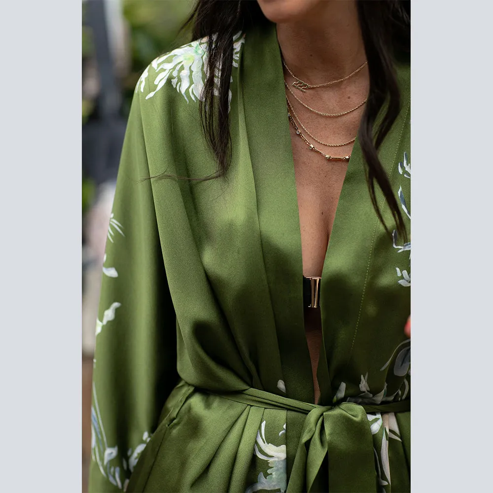 Washable Silk Yuri Long Kimono Robe