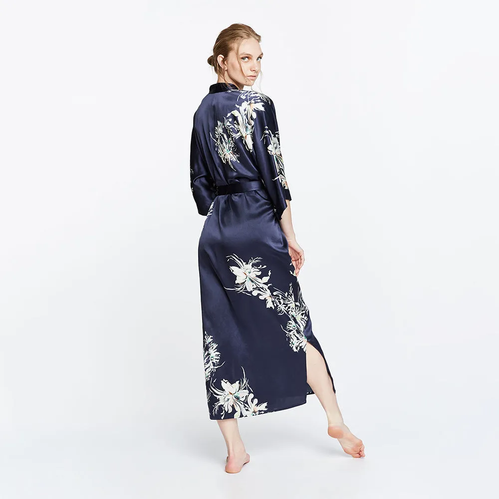 Washable Silk Yuri Long Kimono Robe