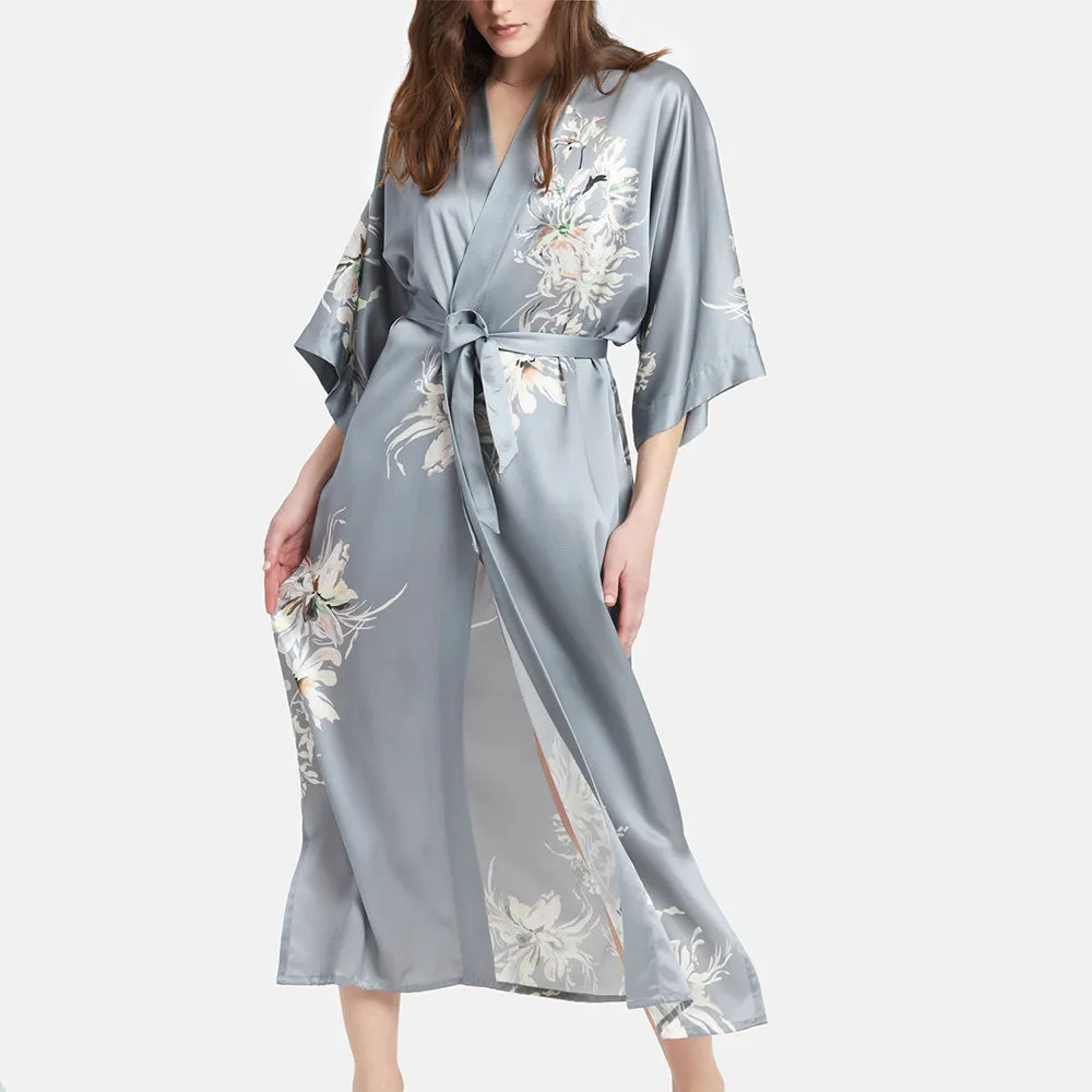 Washable Silk Yuri Long Kimono Robe