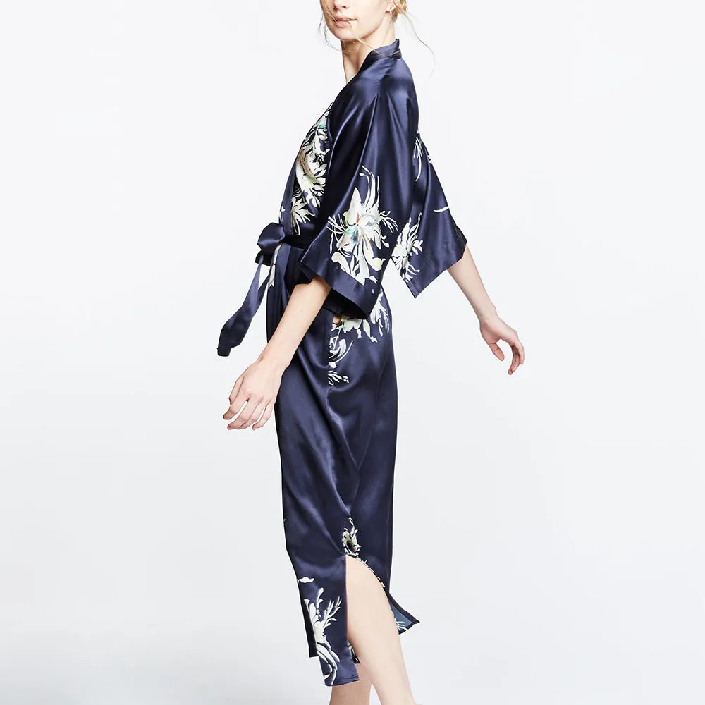 Washable Silk Yuri Long Kimono Robe