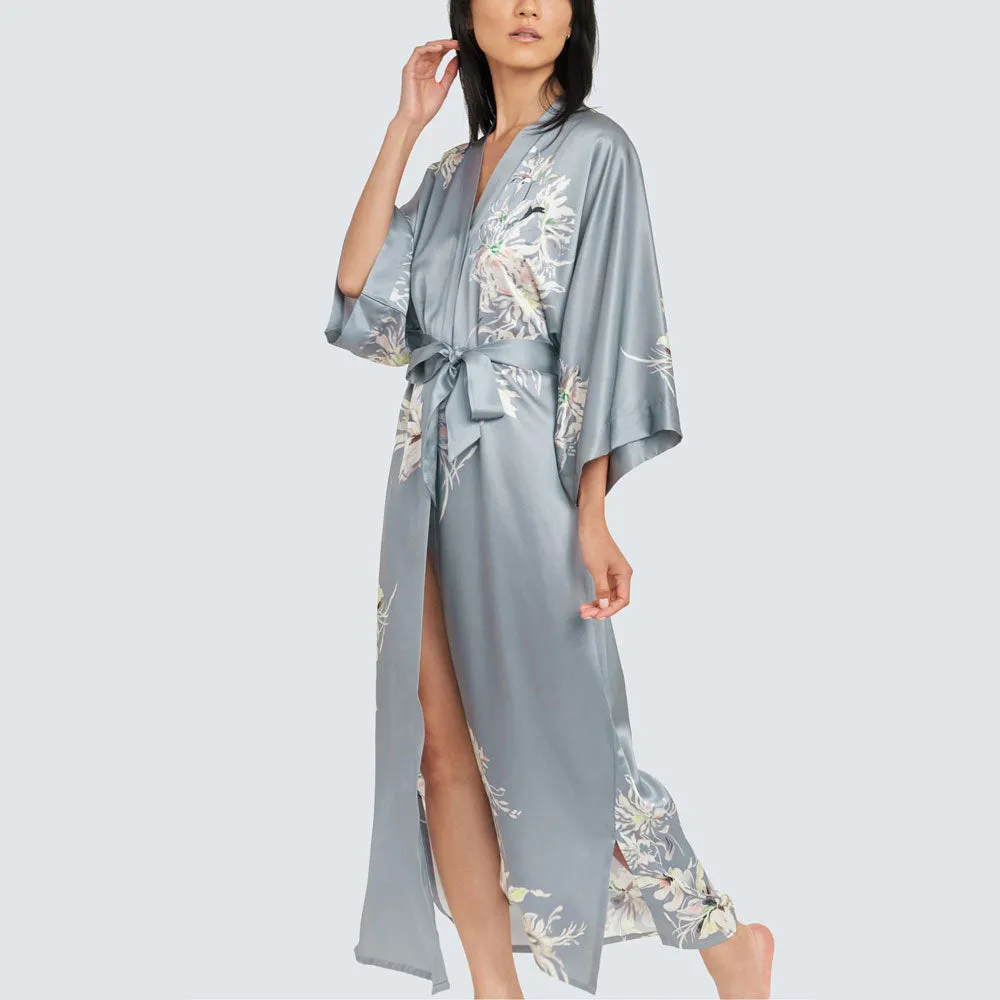 Washable Silk Yuri Long Kimono Robe