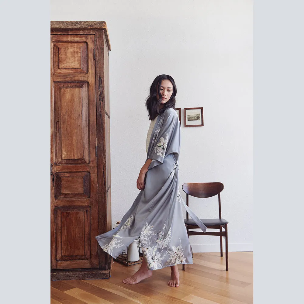 Washable Silk Yuri Long Kimono Robe