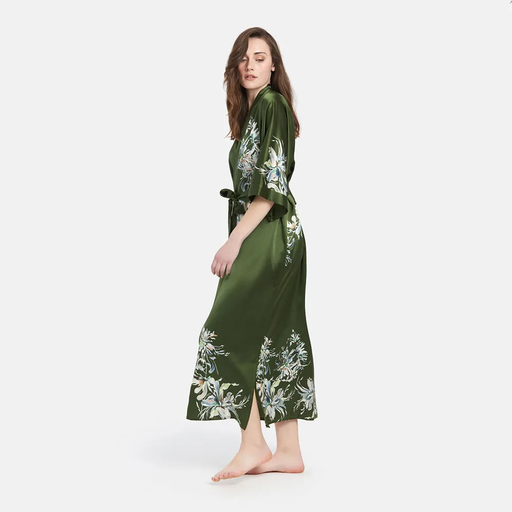 Washable Silk Yuri Long Kimono Robe