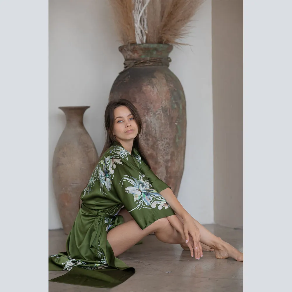 Washable Silk Yuri Long Kimono Robe