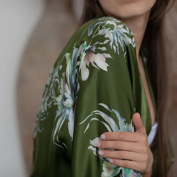 Washable Silk Yuri Long Kimono Robe
