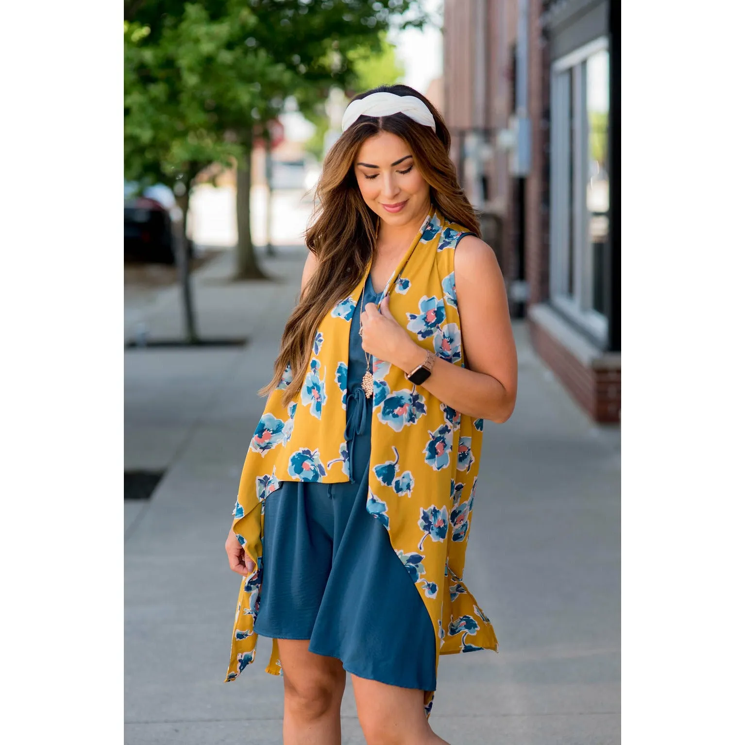 Watercolor Floral Kimono Vest