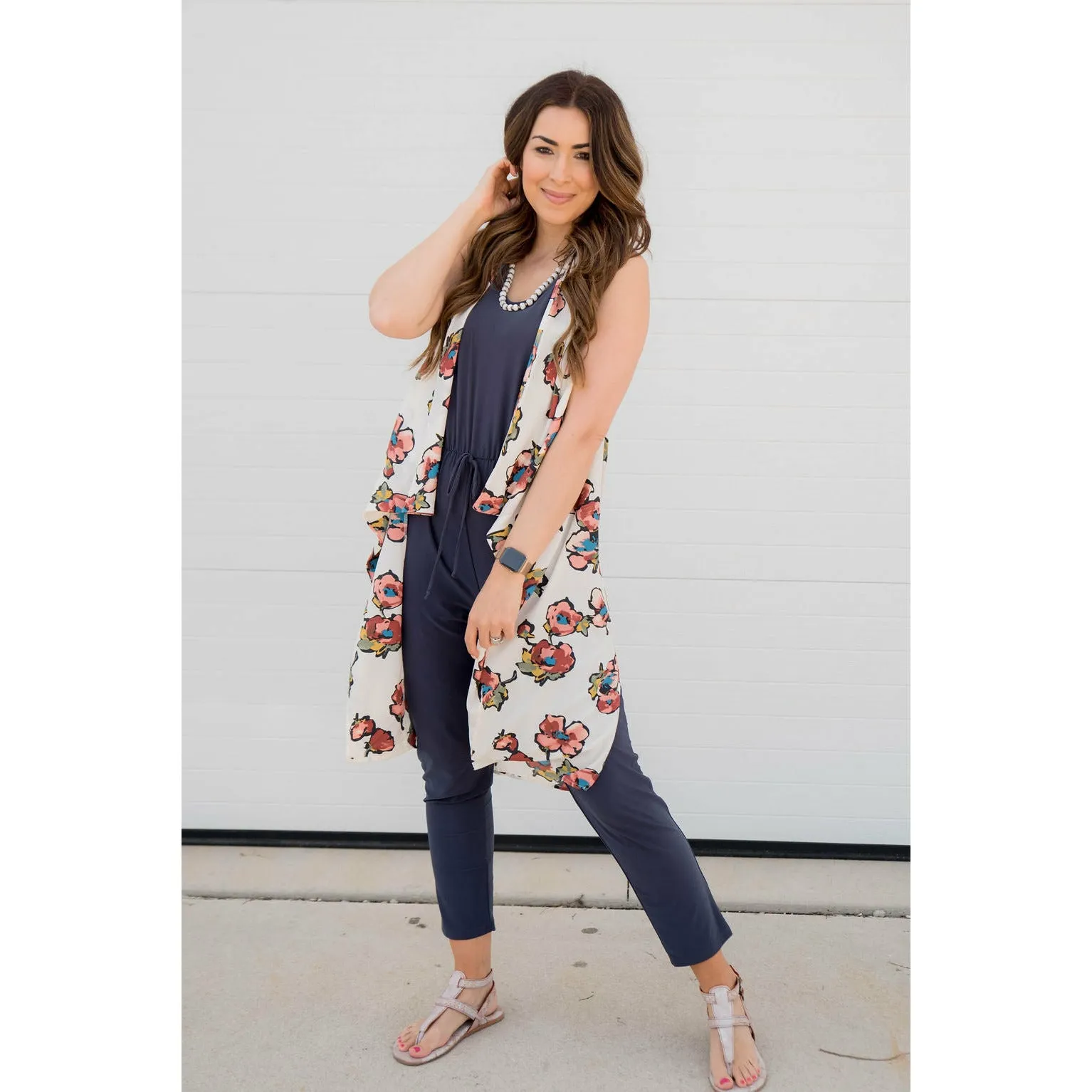 Watercolor Floral Kimono Vest