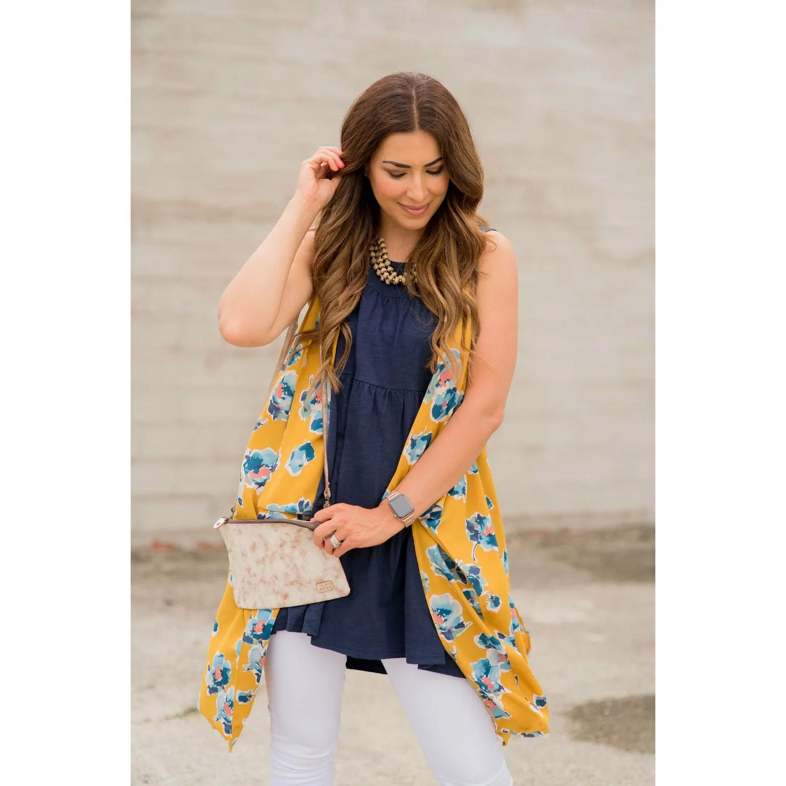 Watercolor Floral Kimono Vest