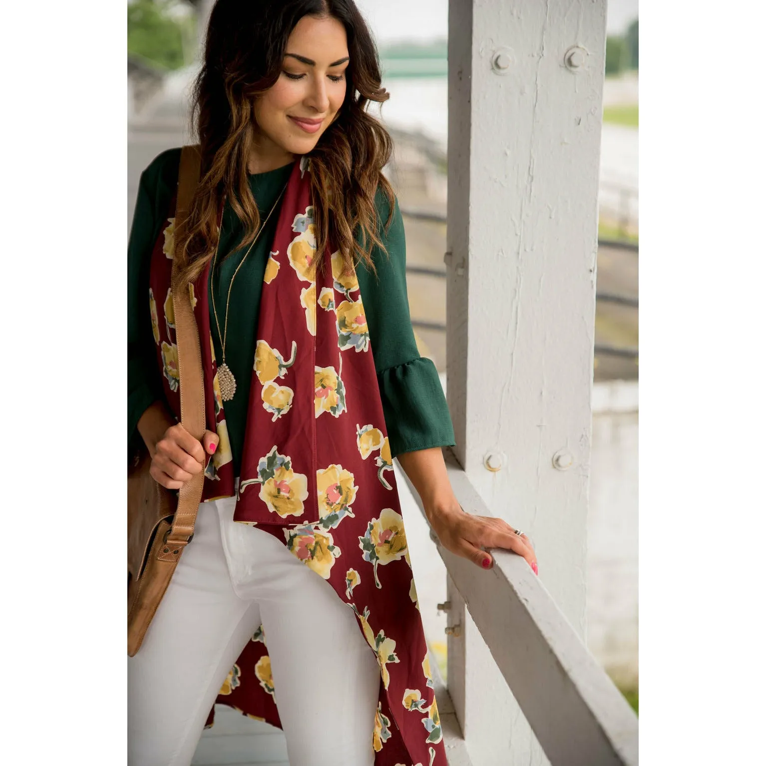 Watercolor Floral Kimono Vest