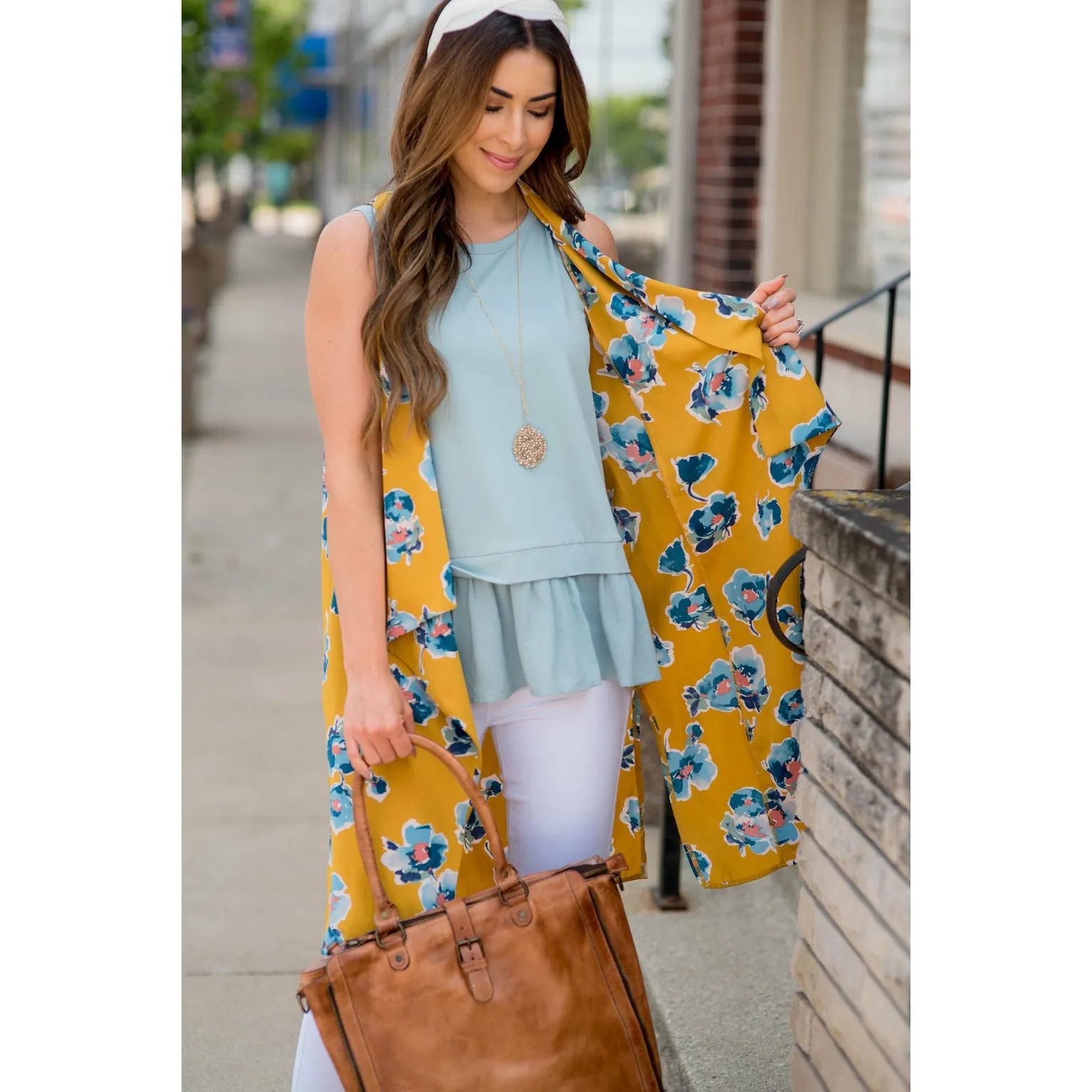 Watercolor Floral Kimono Vest