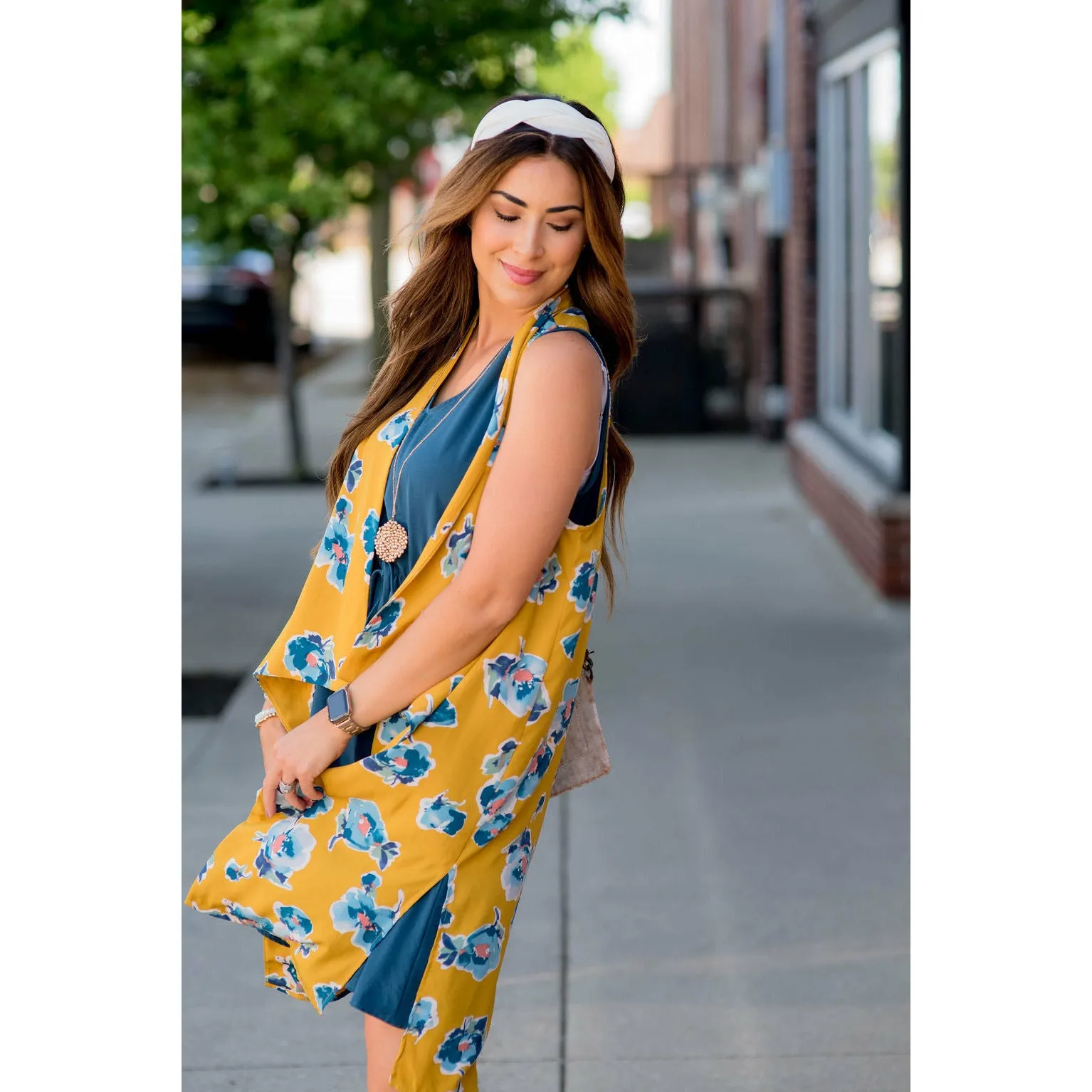 Watercolor Floral Kimono Vest