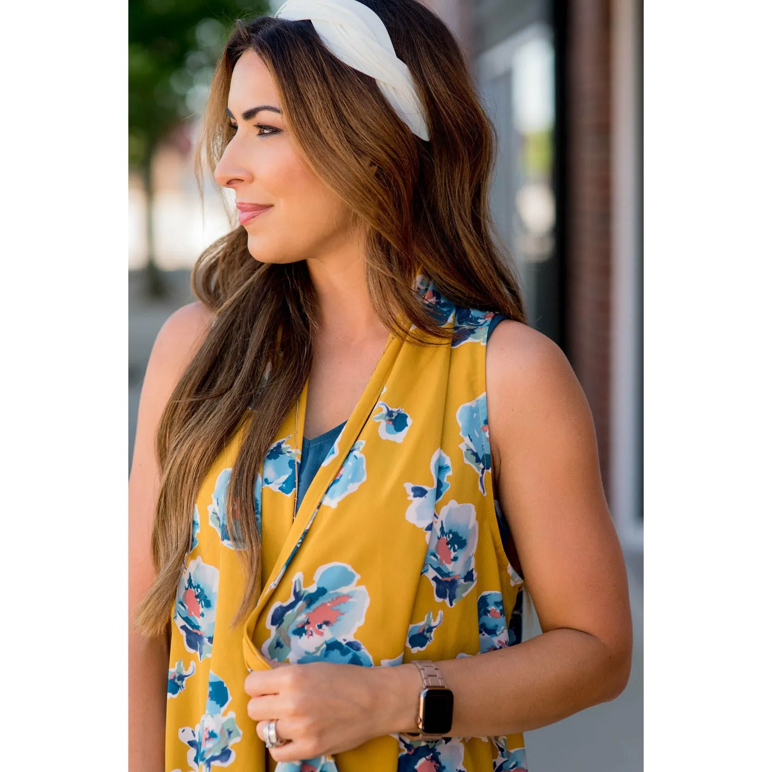 Watercolor Floral Kimono Vest