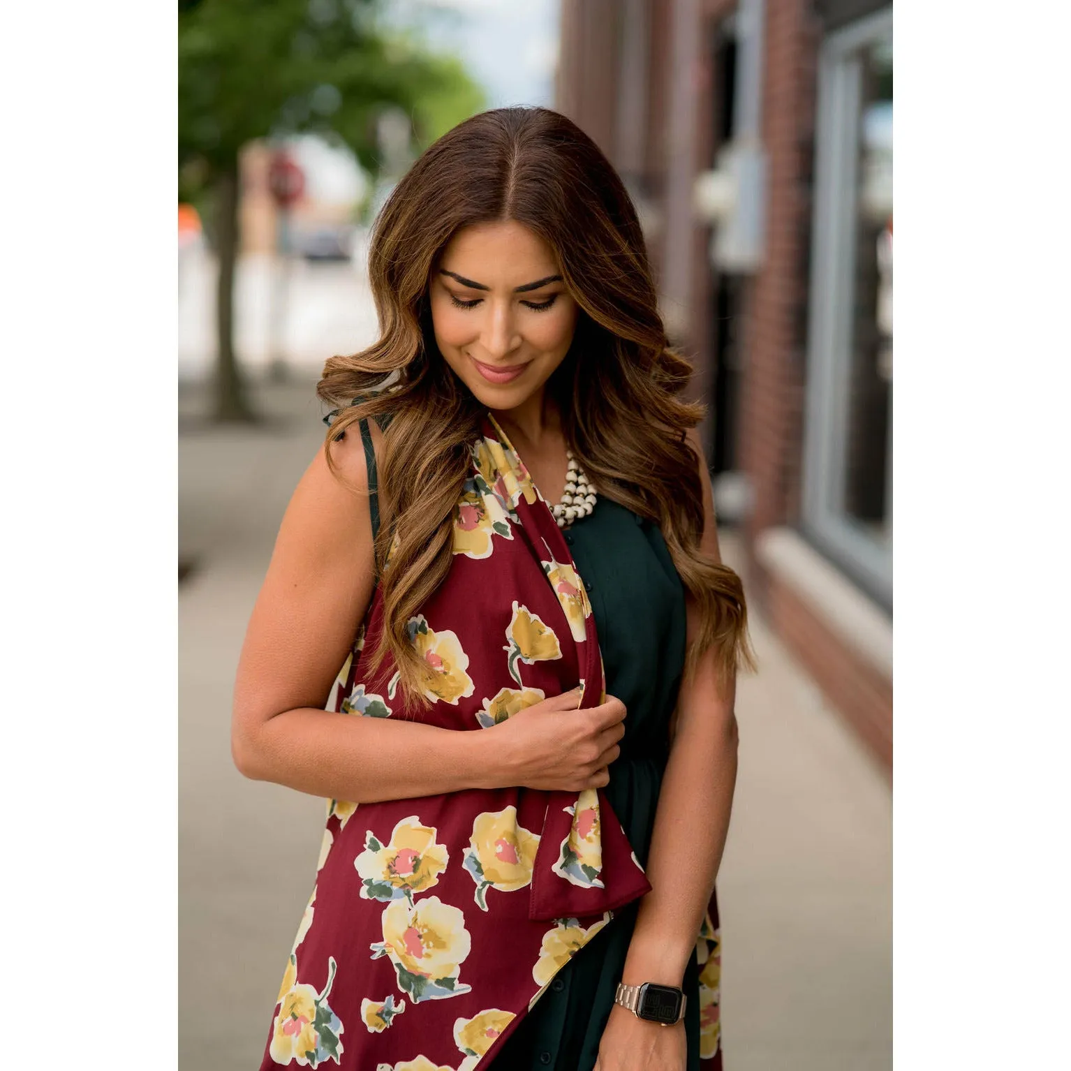 Watercolor Floral Kimono Vest