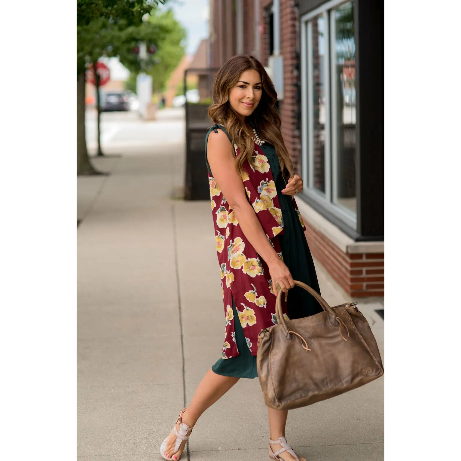 Watercolor Floral Kimono Vest