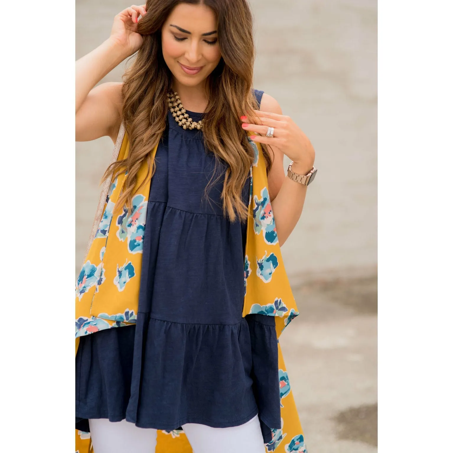 Watercolor Floral Kimono Vest
