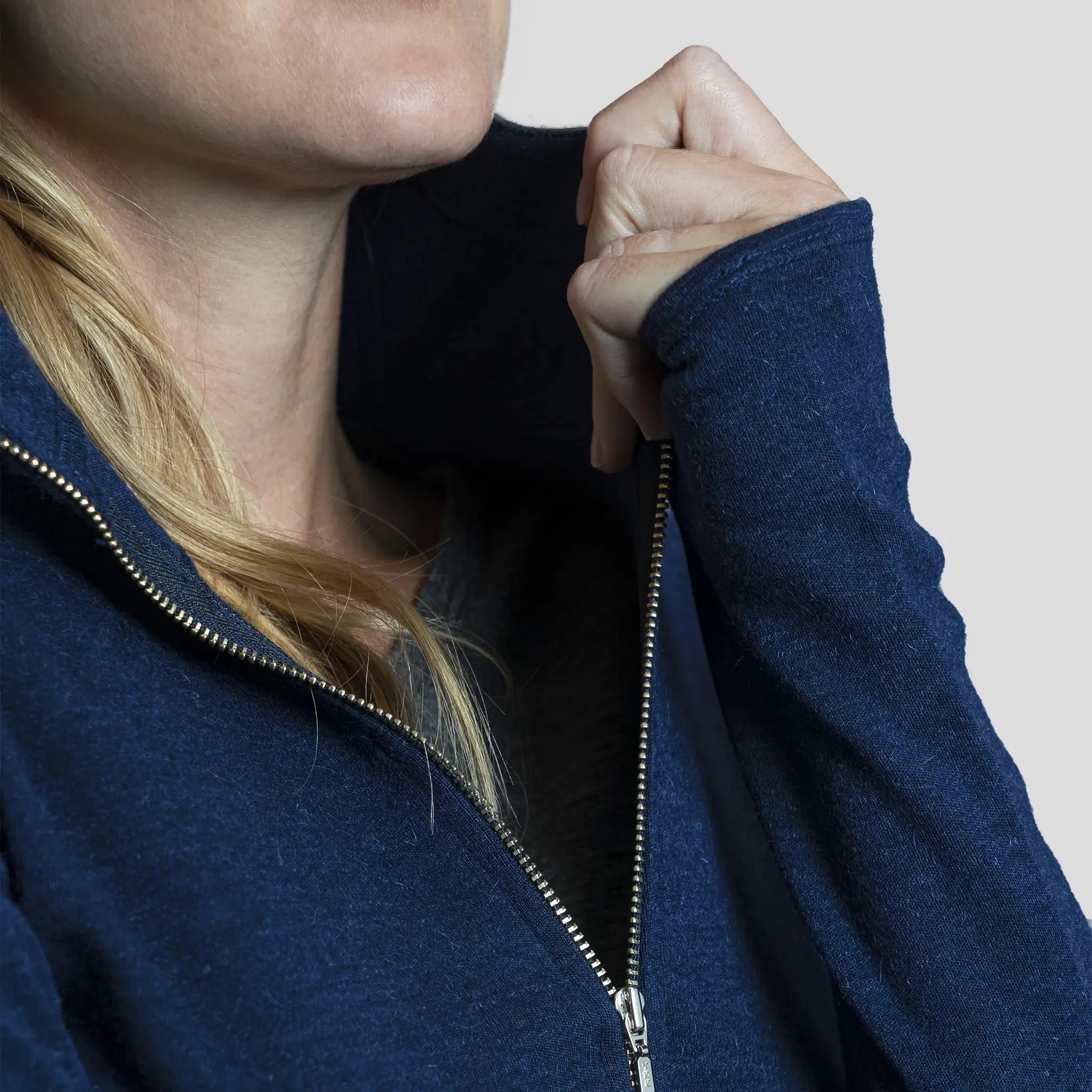 Women's Alpaca Wool Fleece Hooded Jacket: 420 Midweight Full-Zip