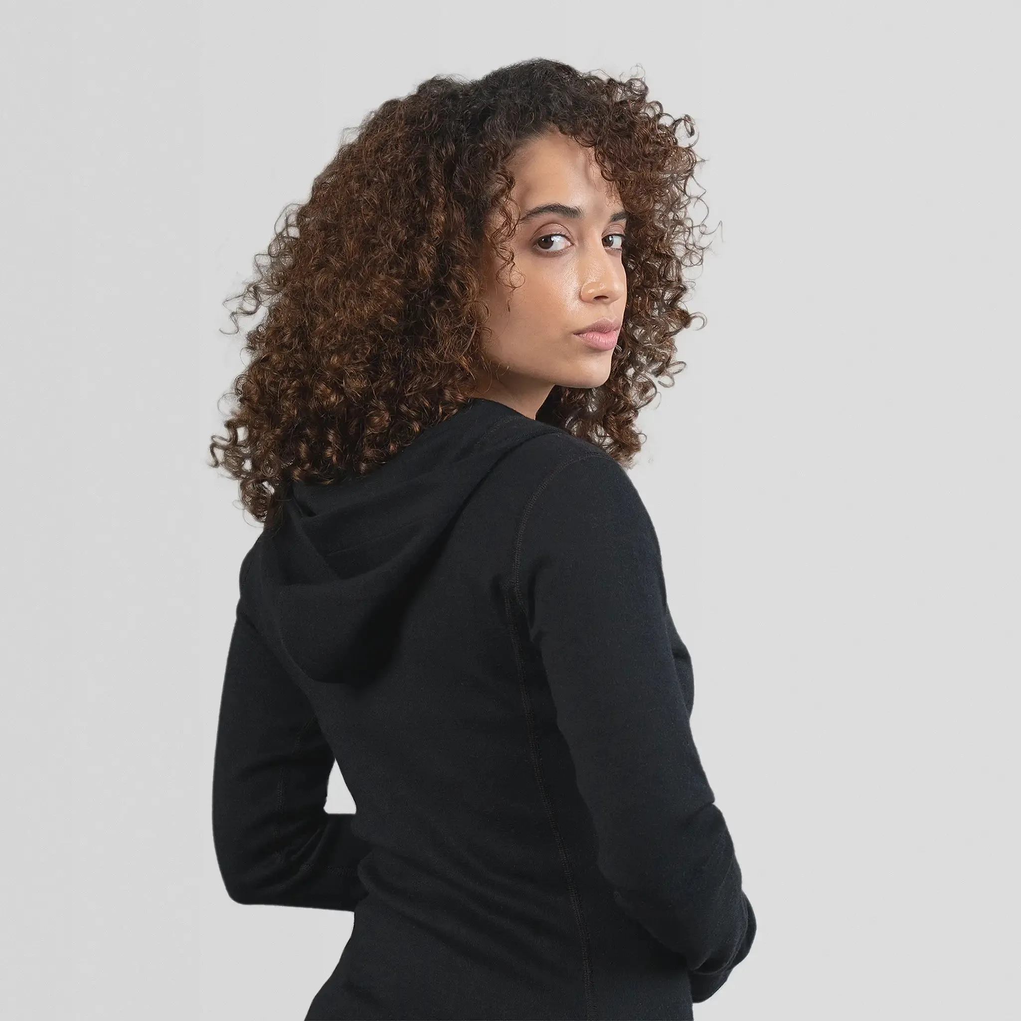 Women's Alpaca Wool Fleece Hooded Jacket: 420 Midweight Full-Zip