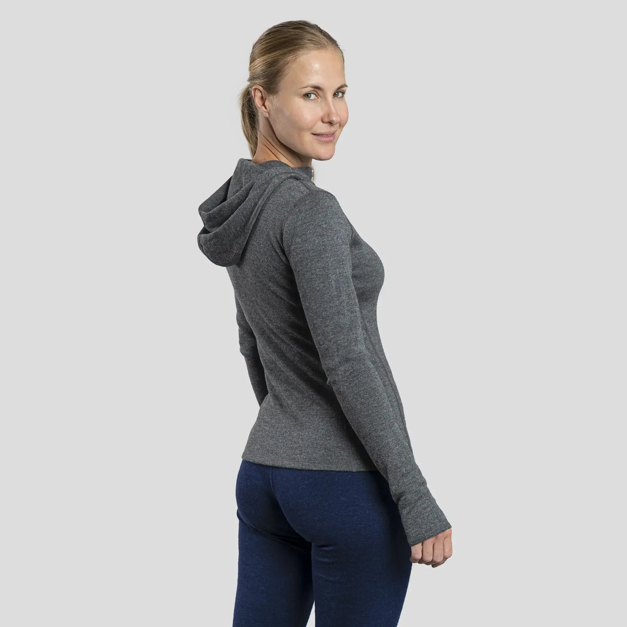 Women's Alpaca Wool Fleece Hooded Jacket: 420 Midweight Full-Zip